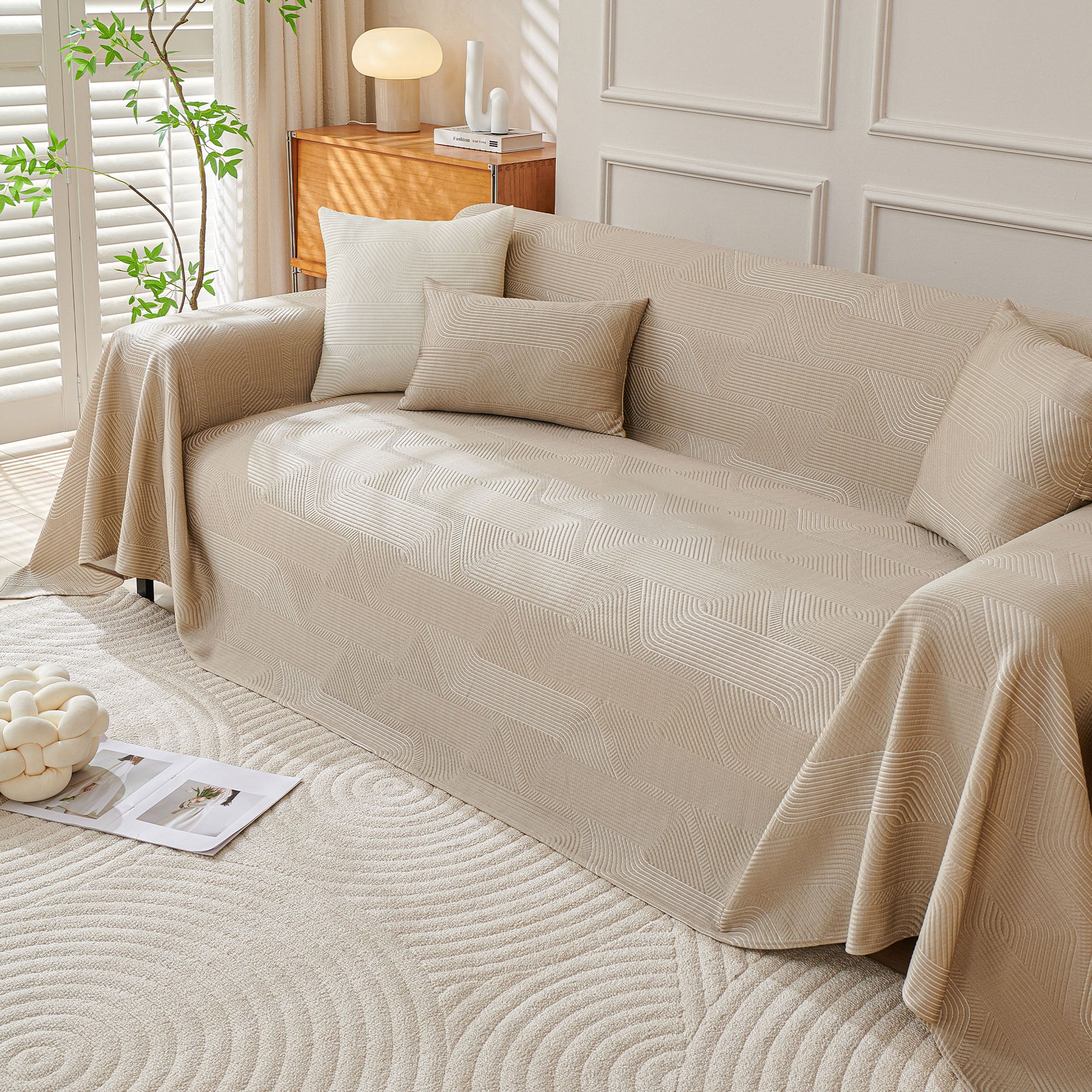 Modern Geometric Checkered Sofa Cover - Soft, Durable & Pet-Friendly Couch Protector with Minimalist Design | Perfect for Living Room, Bedroom & Home Decor