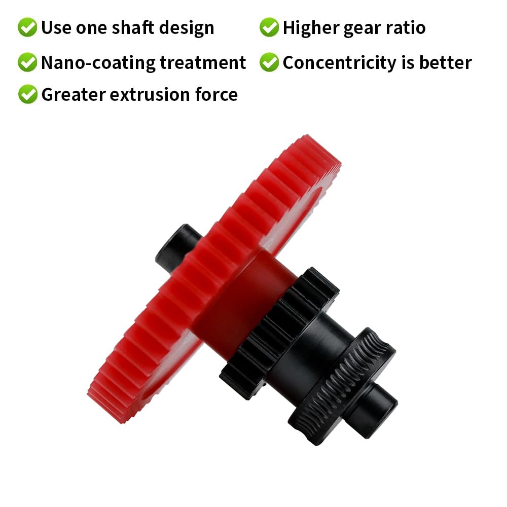 Hardened Steel Dual Gear Extruder Kit for Elegoo Neptune 4/Pro/Plus/Max 3D Printers - Precision Bearings & One Shaft Design - Upgrade Replacement Part for Smooth Filament Feeding & Consistent Printing