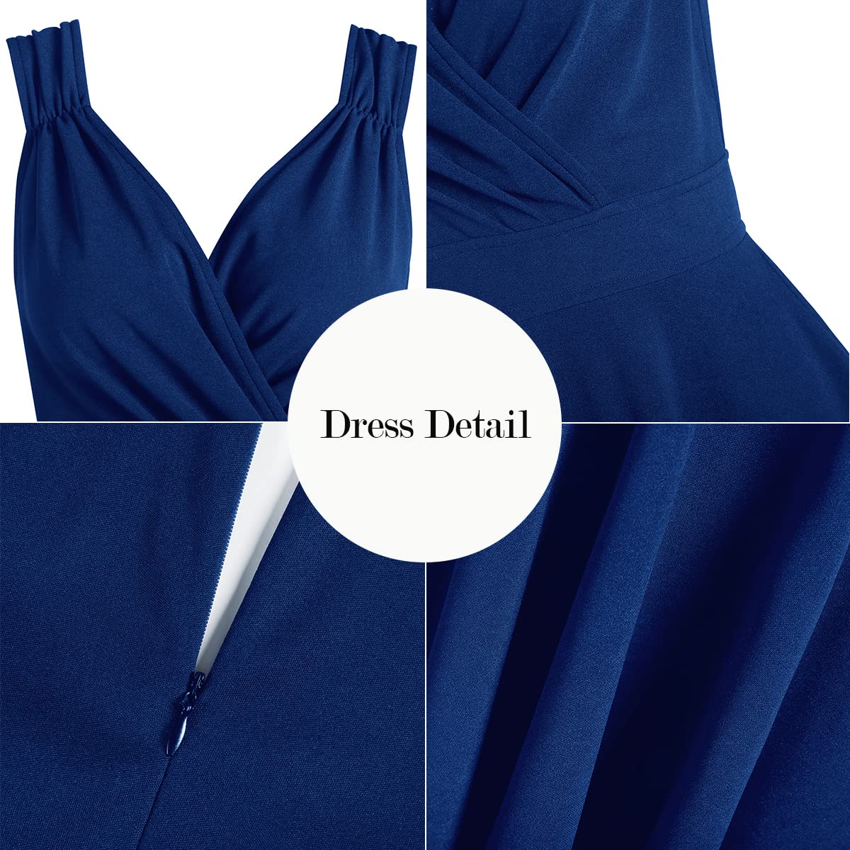 ZAFUL Women's Vintage V-Neck Sleeveless Asymmetrical Hem Midi Swing Dress - Summer Cocktail Party Sundress for Beach, Wedding & Casual Outings