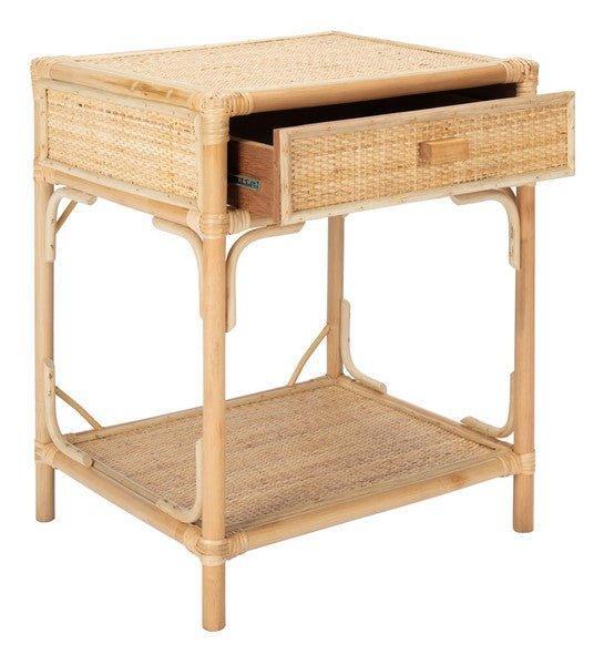 Eco-Friendly Bamboo & Rattan Nightstand with Drawer - Modern Bedside Table for Bedroom, Living Room, or Nursery - Perfect for Storage & Organization