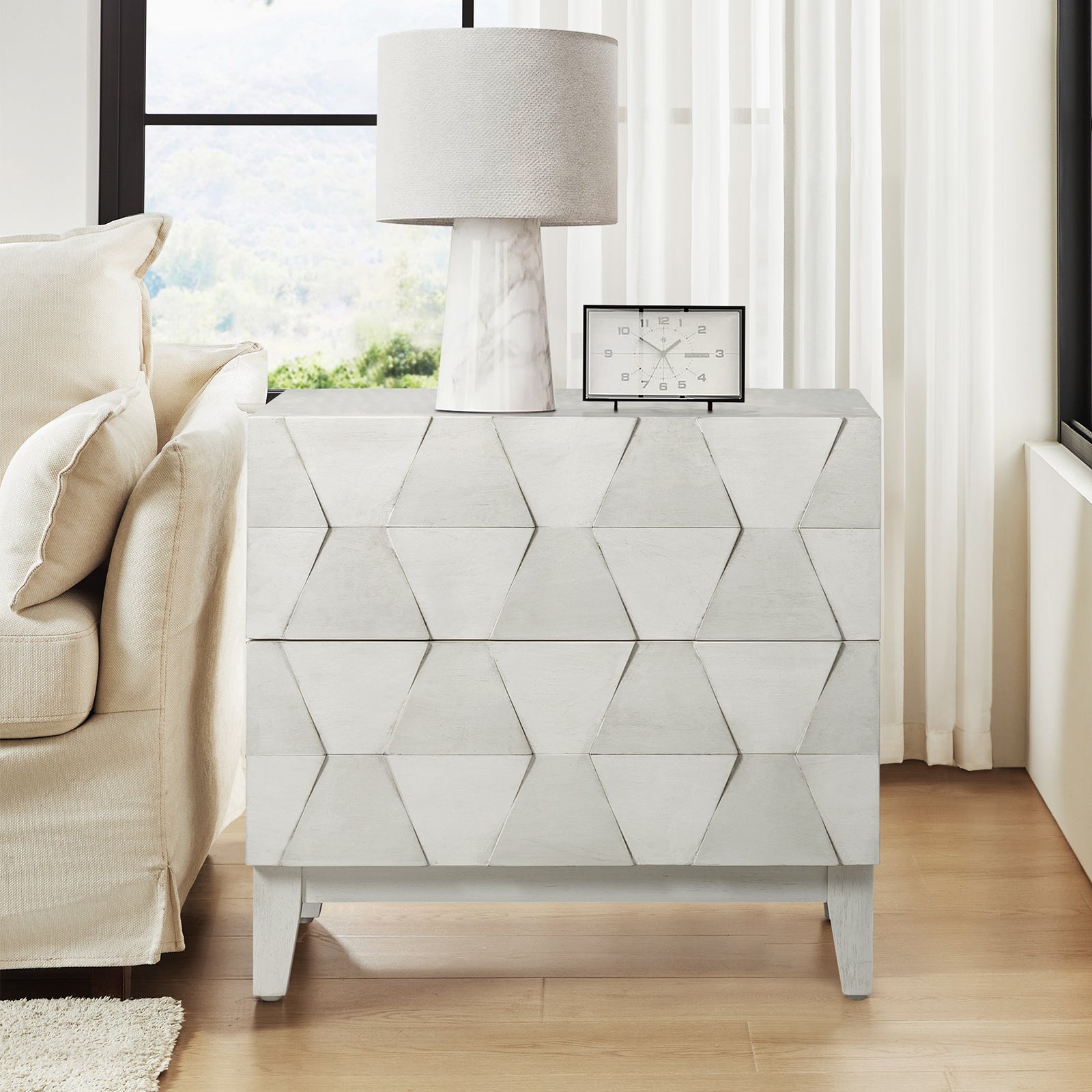 2-Drawer Nightstand with Built-in USB Outlets - Modern Bedside Table for Charging Devices, Perfect for Bedroom, Living Room, or Office