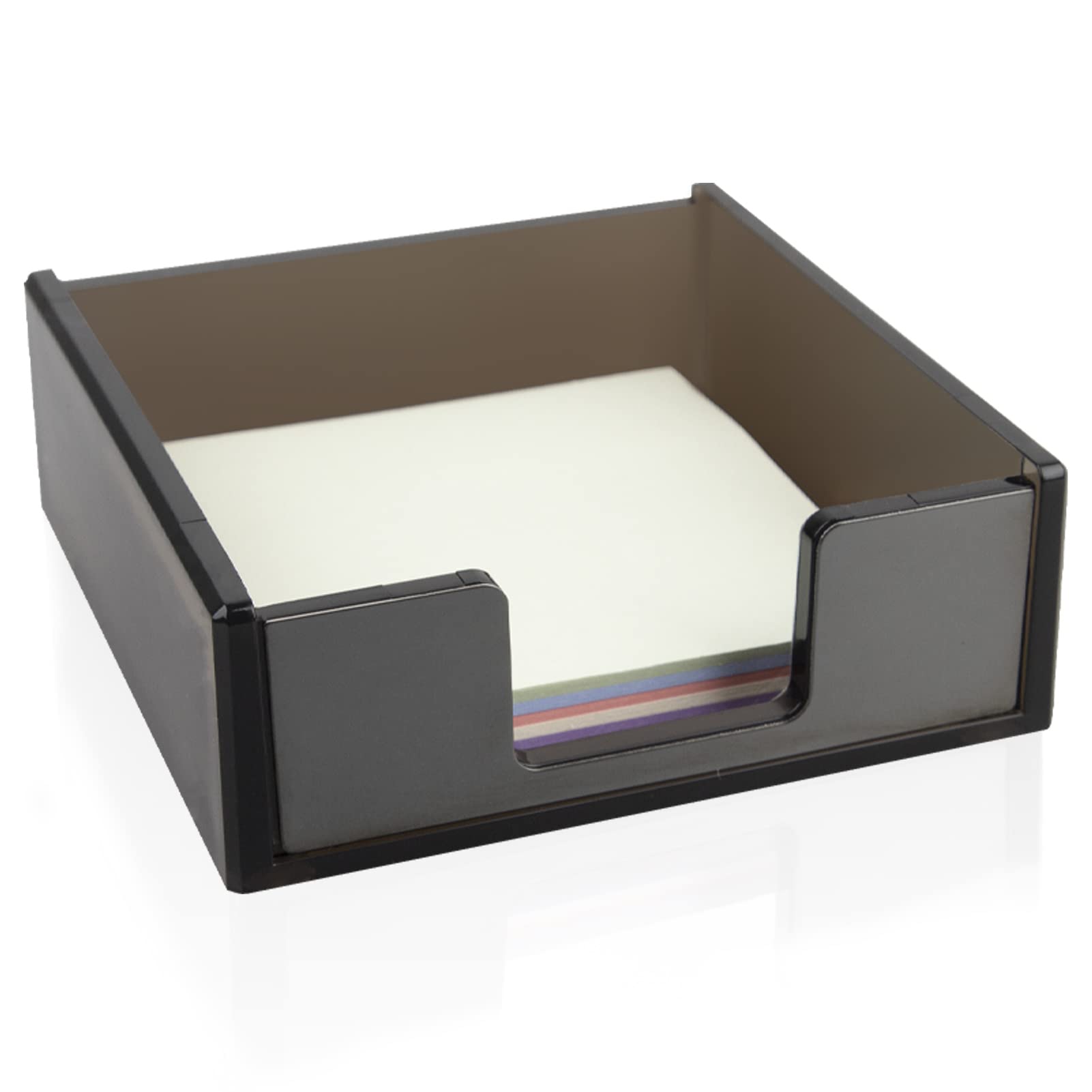Black Acrylic Sticky Notes Holder for Desk - Self-Adhesive Note Organizer with Anti-Slip Base - Perfect for Office, School, Home & Workspace Organization