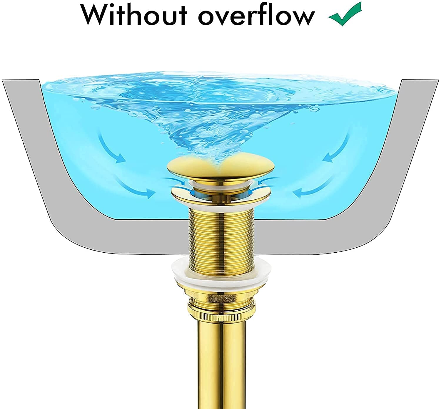Swan White & Gold Tall Vessel Sink Faucet - Single Handle One Hole Basin Mixer Tap with Matching Pop Up Drain (No Overflow) - Perfect for Modern Bathroom Vanities & Bowl Sinks