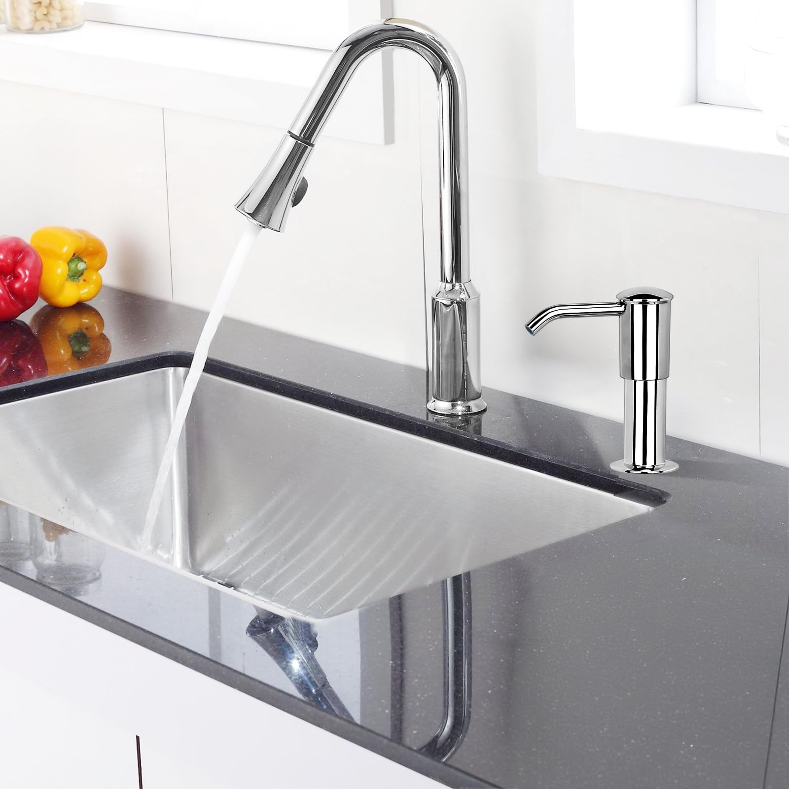 Upgraded Kitchen Sink Soap Dispenser Pump with 40IN Extension Tube - Heightened Design for Smooth Discharge | Built-in Soap Dispenser for Modern Kitchens | Perfect for Countertop & Under Sink Installation