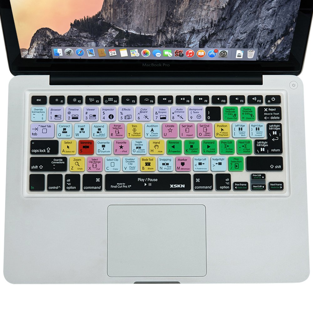 FCPX Shortcut Keyboard Cover for MacBook Pro & Air - Final Cut Pro X 10 Silicone Skin | Video Editing