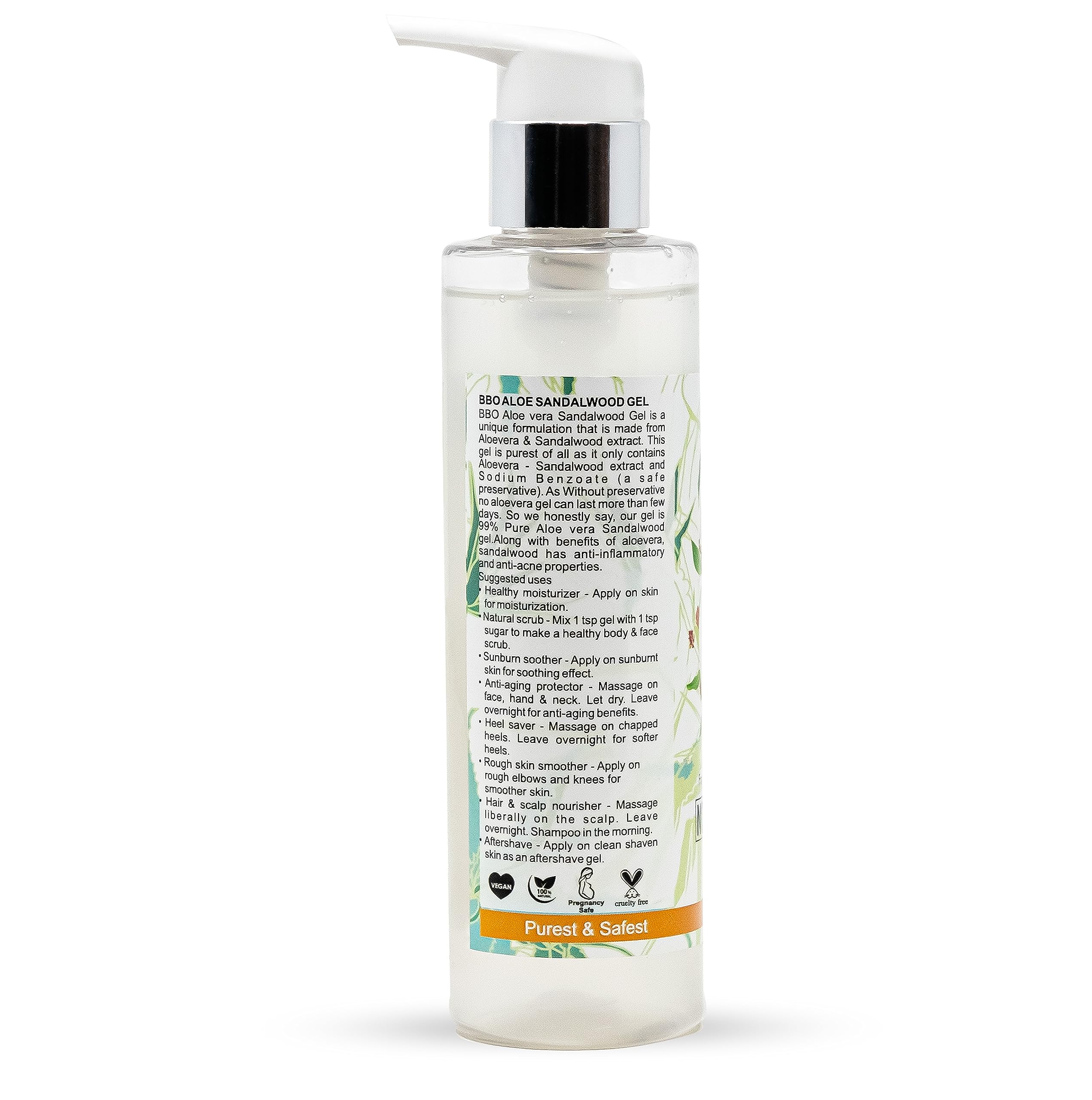Blush Bunny Organics 99% Pure Aloe Vera & Sandalwood Gel for Oily, Acne-Prone Skin - 200ml (6.76 oz) | Soothing Face Moisturizer for Sensitive Skin, After Sun Care & Daily Hydration
