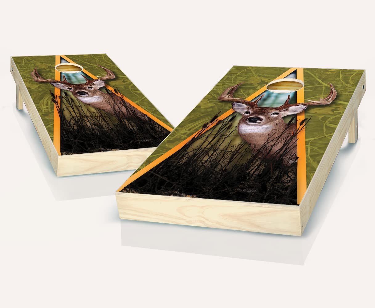 Skip's Garage Premium Deer Cornhole Boards Set - 2 Regulation Boards & 8 Pro Cornhole Bags with Carrying Case - Perfect for Tailgating, Backyard BBQs, and Outdoor Parties