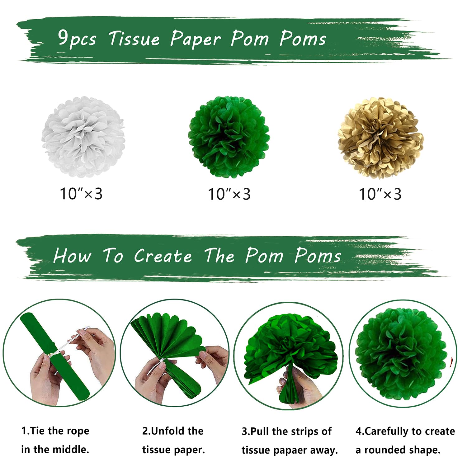 2025 Graduation Party Decorations Kit - Green White Gold Class of 2025 Congrats Grad Banners, Paper Pompoms & Foil Balloons | Perfect for High School & College Graduation Celebrations, Photo Backdrops & Party Supplies