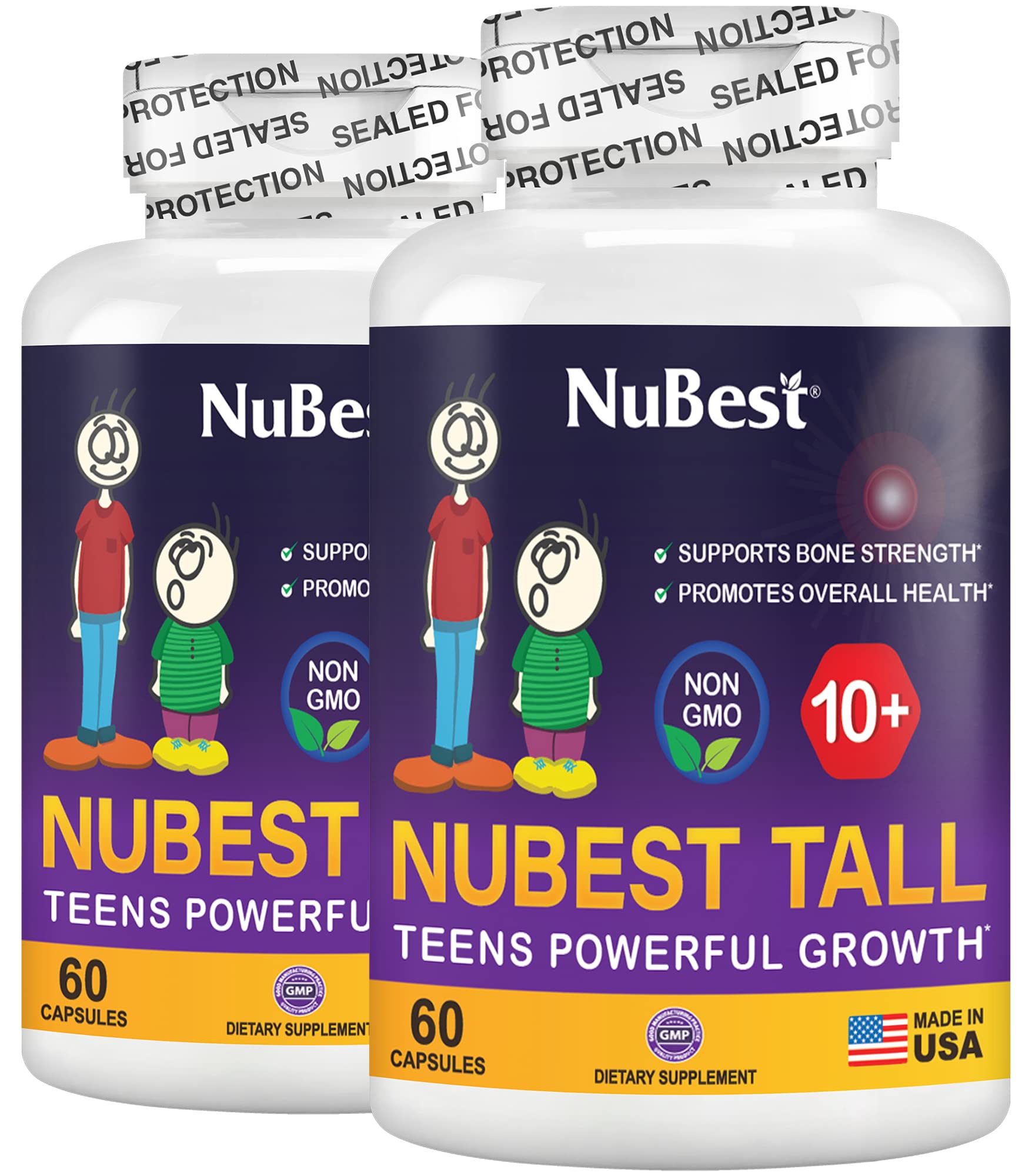 NuBest Tall 10+ Advanced Bone Growth Formula for Kids & Teens - Supports Height Growth, Strong Bones & Immune Health - Ideal for Active Children & Milk Drinkers - Perfect for School, Sports & Daily Nutrition - 2 Pack (2 Month Supply)