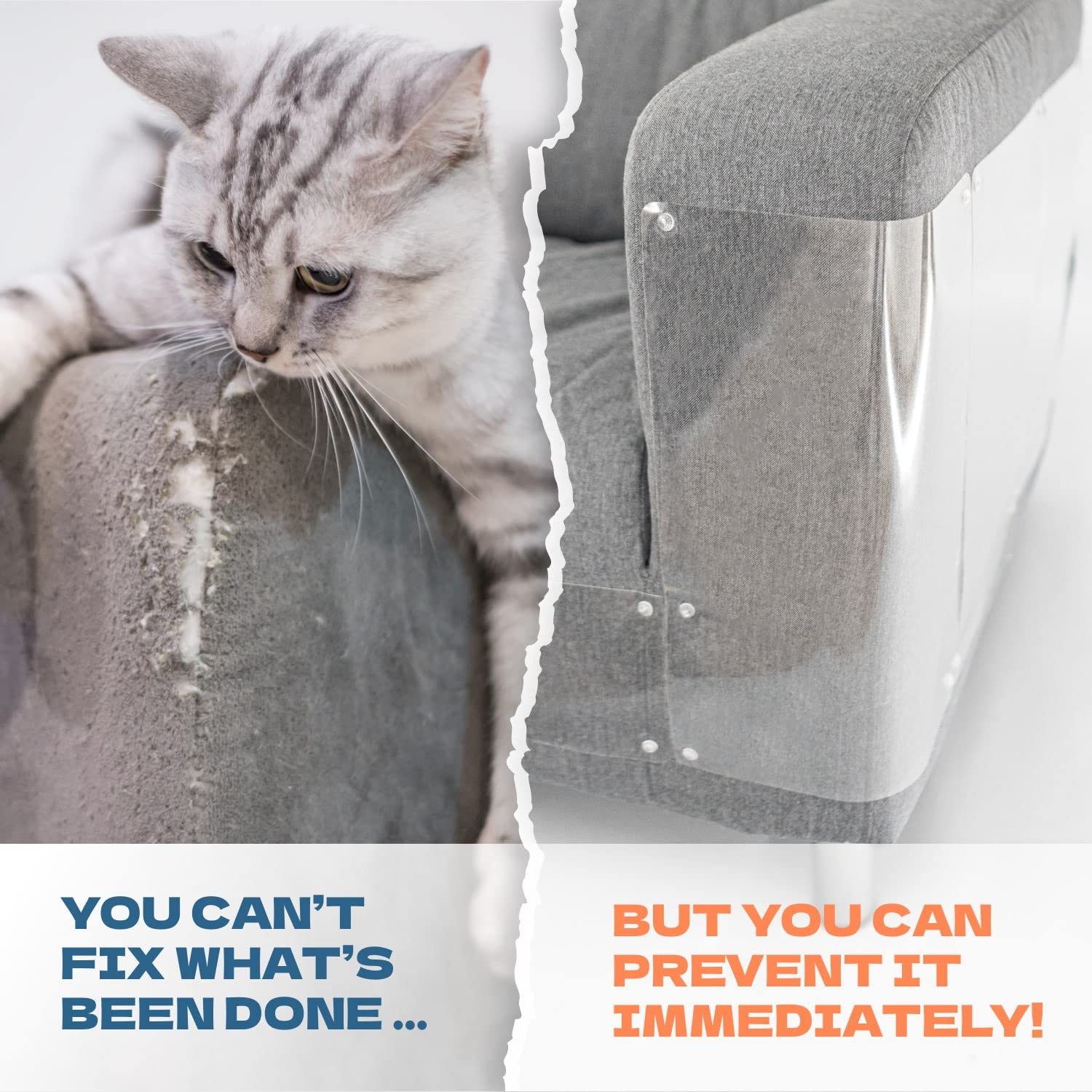 KatSupreme Cat Scratch Furniture Protector - XL 8-Pack with 64 Pins for Couches, Sofas & Furniture - Durable Cat Scratch Guards to Protect Your Home Decor - Perfect for Pet Owners & Multi-Cat Households
