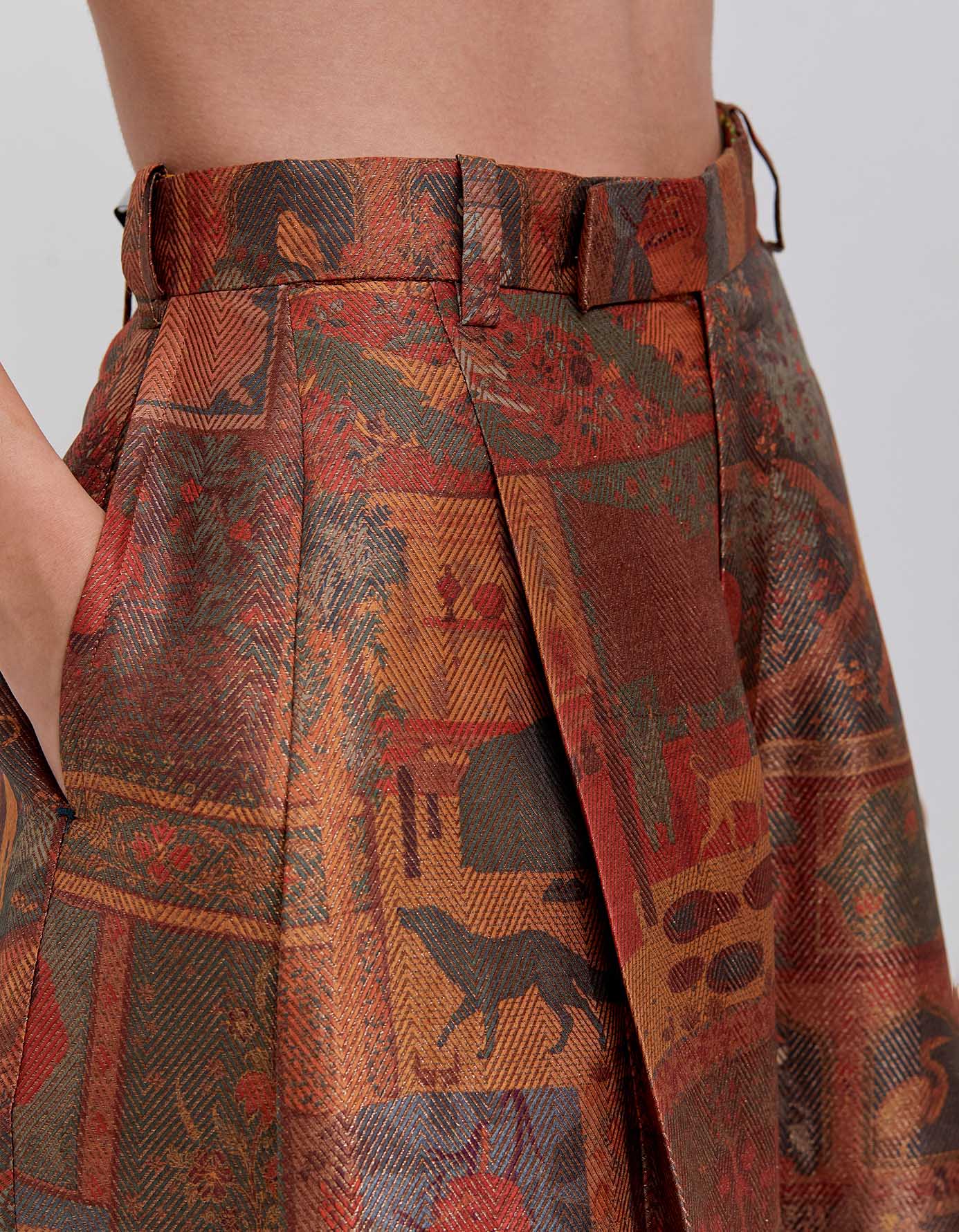 Terracotta Silk Brocade Vest with Zig Zag Pattern - Elegant Women's Fashion Top for Parties, Weddings & Special Occasions