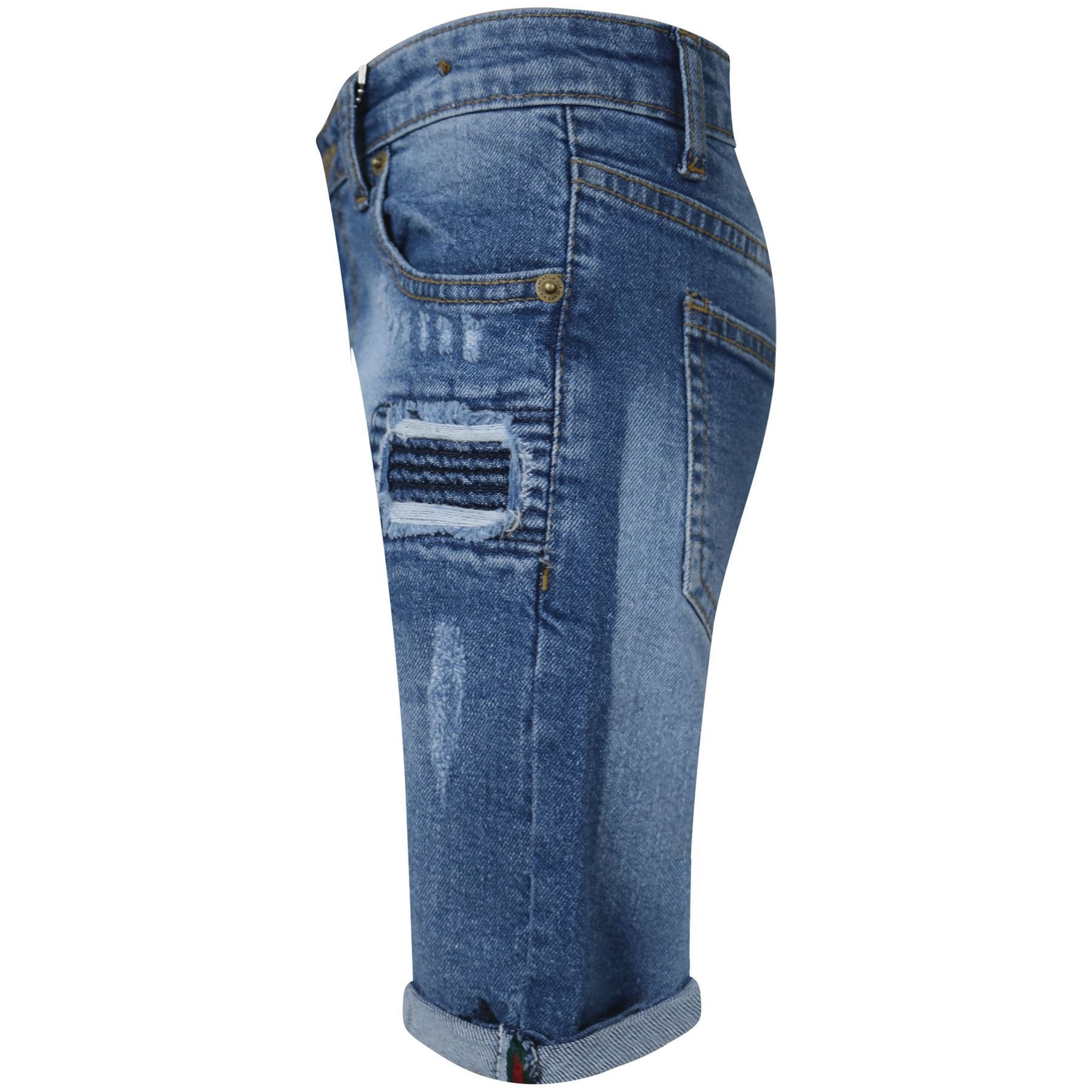 Boys' Ripped Mid Blue Denim Shorts - Comfortable Stretch Jeans Pants for Kids Ages 5-13 | Casual Summer Wear, Playdates & Outdoor Activities
