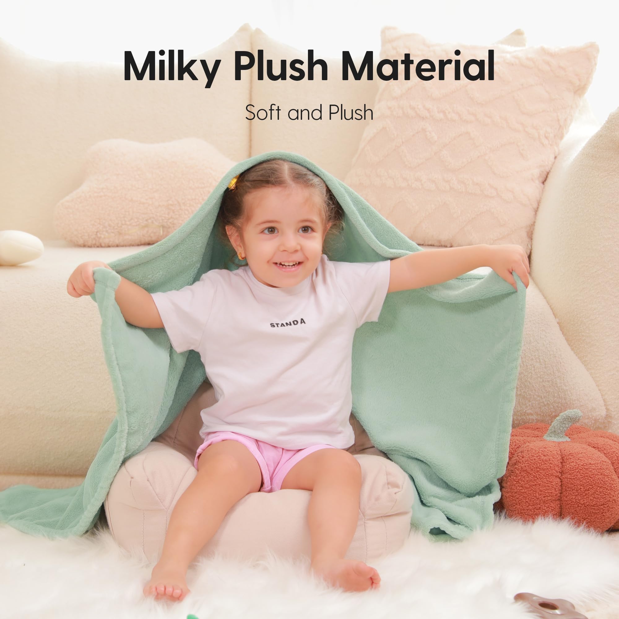 Ultra Soft Fleece Baby Blankets for Boys & Girls - 40x40 Inch Cozy Square Blanket, Lightweight Toddler & Newborn Receiving Blanket for Crib, Stroller & Nursery - Neutral Green - Perfect for Swaddling, Playtime & Travel