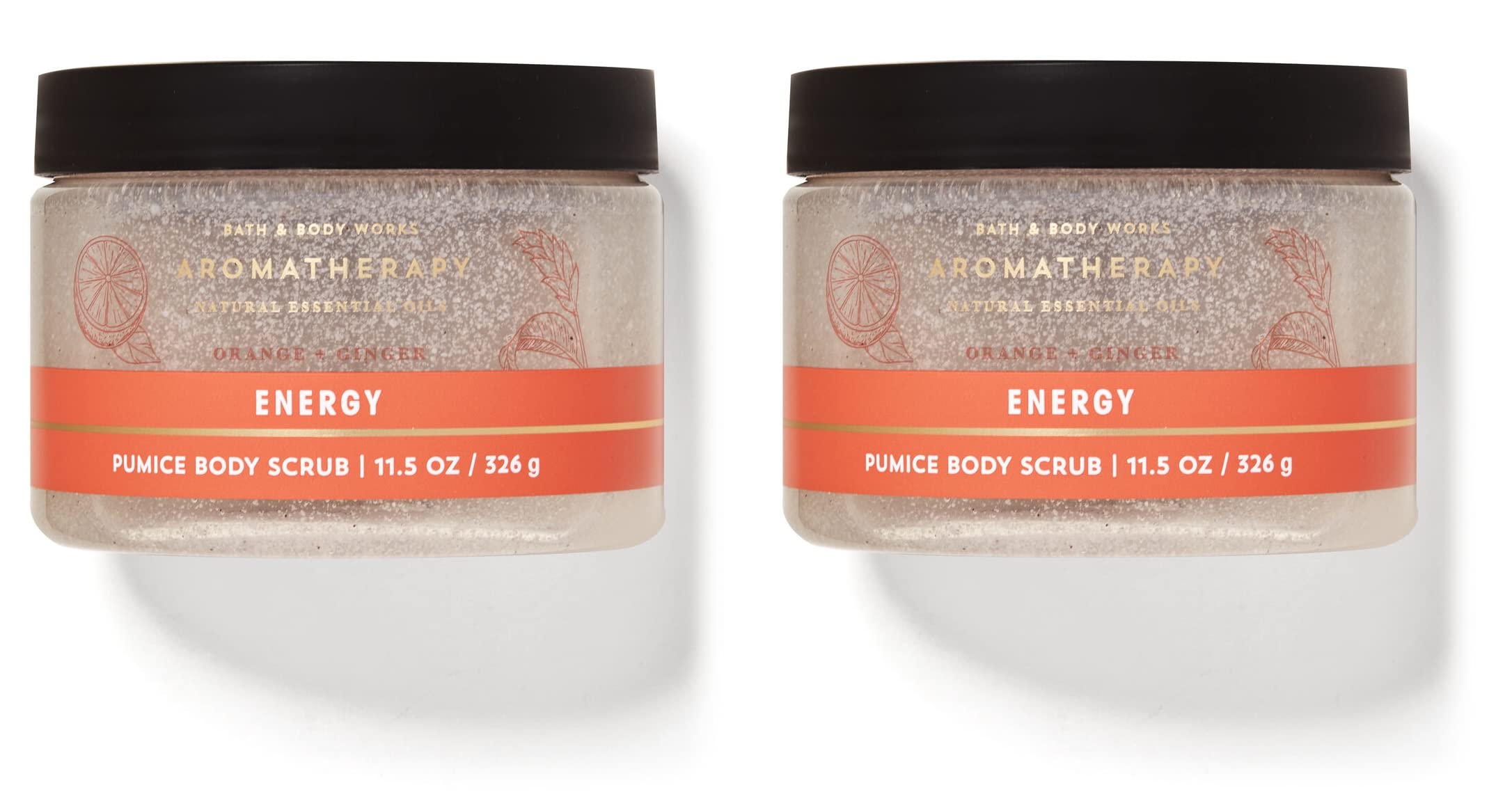 Bath & Body Works Aromatherapy Energy Orange Ginger Pumice Body Scrub - 2 Full Size Exfoliating Body Wash for Smooth Skin - Perfect for Shower & Spa Relaxation