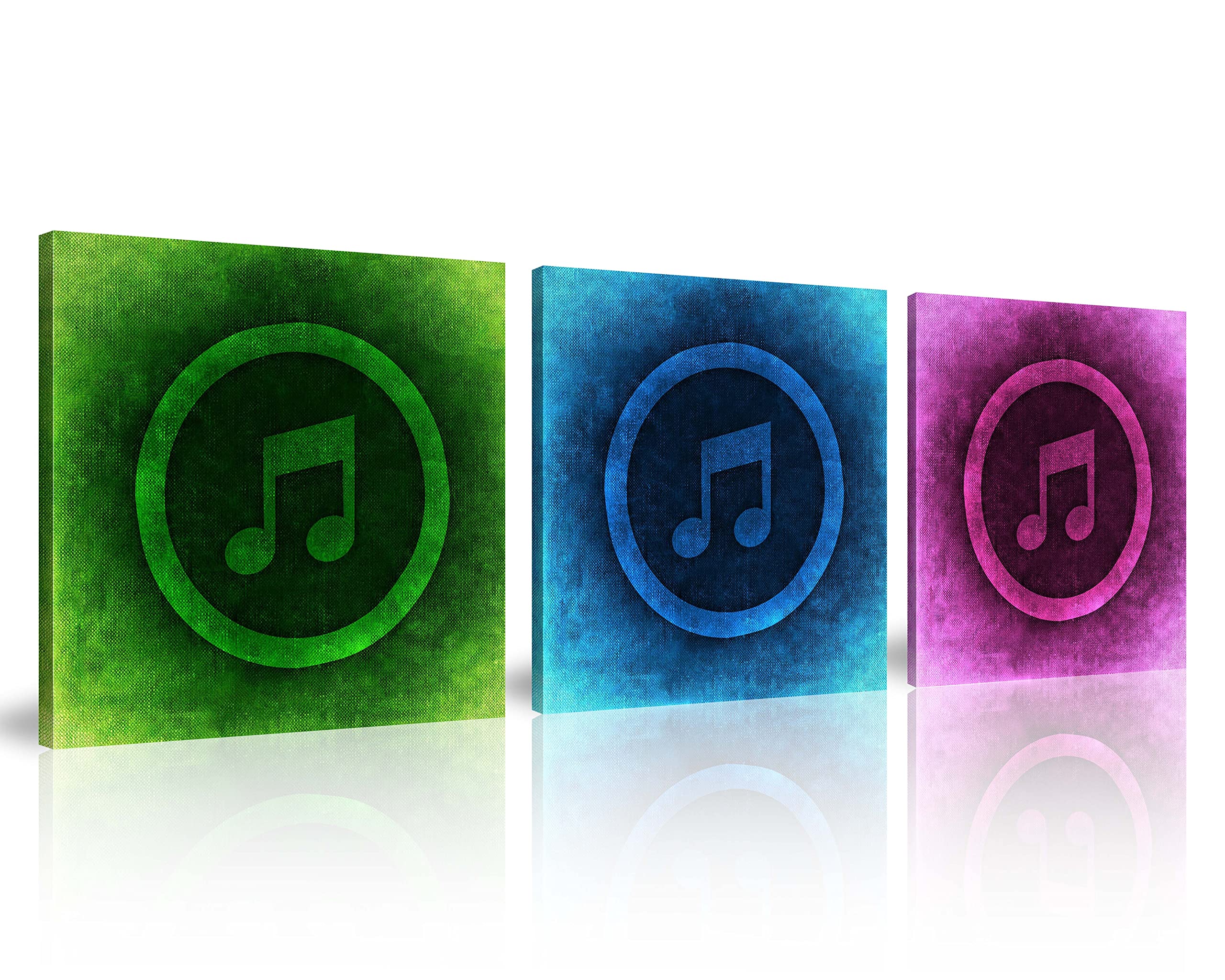 NAN Wind 3-Piece Music Notes Wall Art Set - Giclee Print Canvas Paintings for Living Room, Bedroom & Classroom Decor - Framed Ready to Hang Home Decor (20x20 Inch x3) - Perfect for Music Lovers, Studio & Office Wall Decor