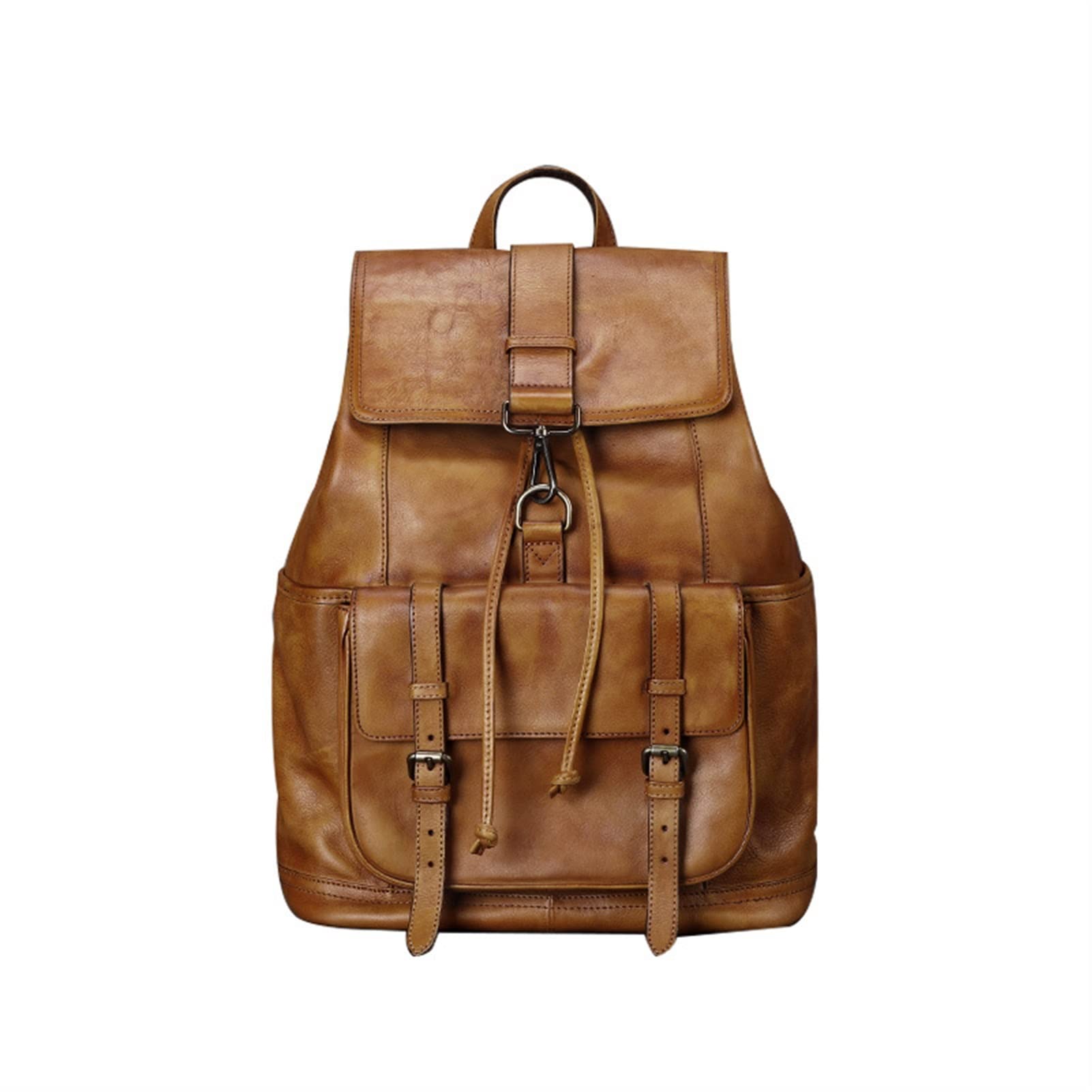 Premium Genuine Leather Backpack for Men - 14 Inch Laptop Rucksack, Durable Travel & Hiking Bag, Business & School Satchel (Brown, 40x31x15cm) - Perfect for Work Commute, College Campus & Outdoor Adventures