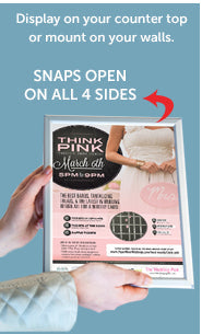 8x10 Silver Metal AD Promo Snap Frame - Countertop, Tabletop, Shelf or Wall Mount Display for Restaurants, Retail Stores & Offices