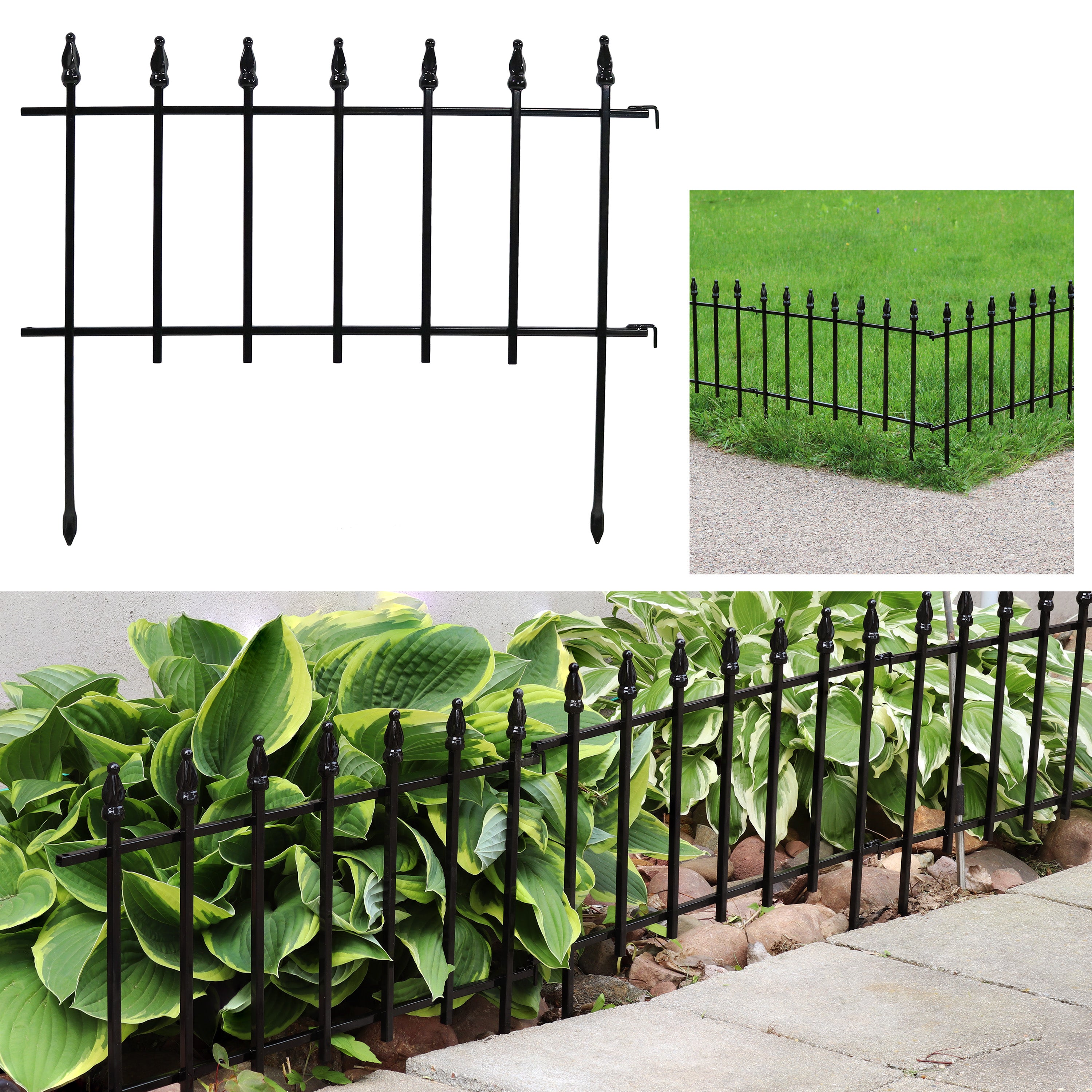 Sunnydaze Roman Garden Border Fence Set - Decorative Metal Landscape Edging for Flower Beds, Lawns & Pathways | Outdoor Yard & Garden Décor