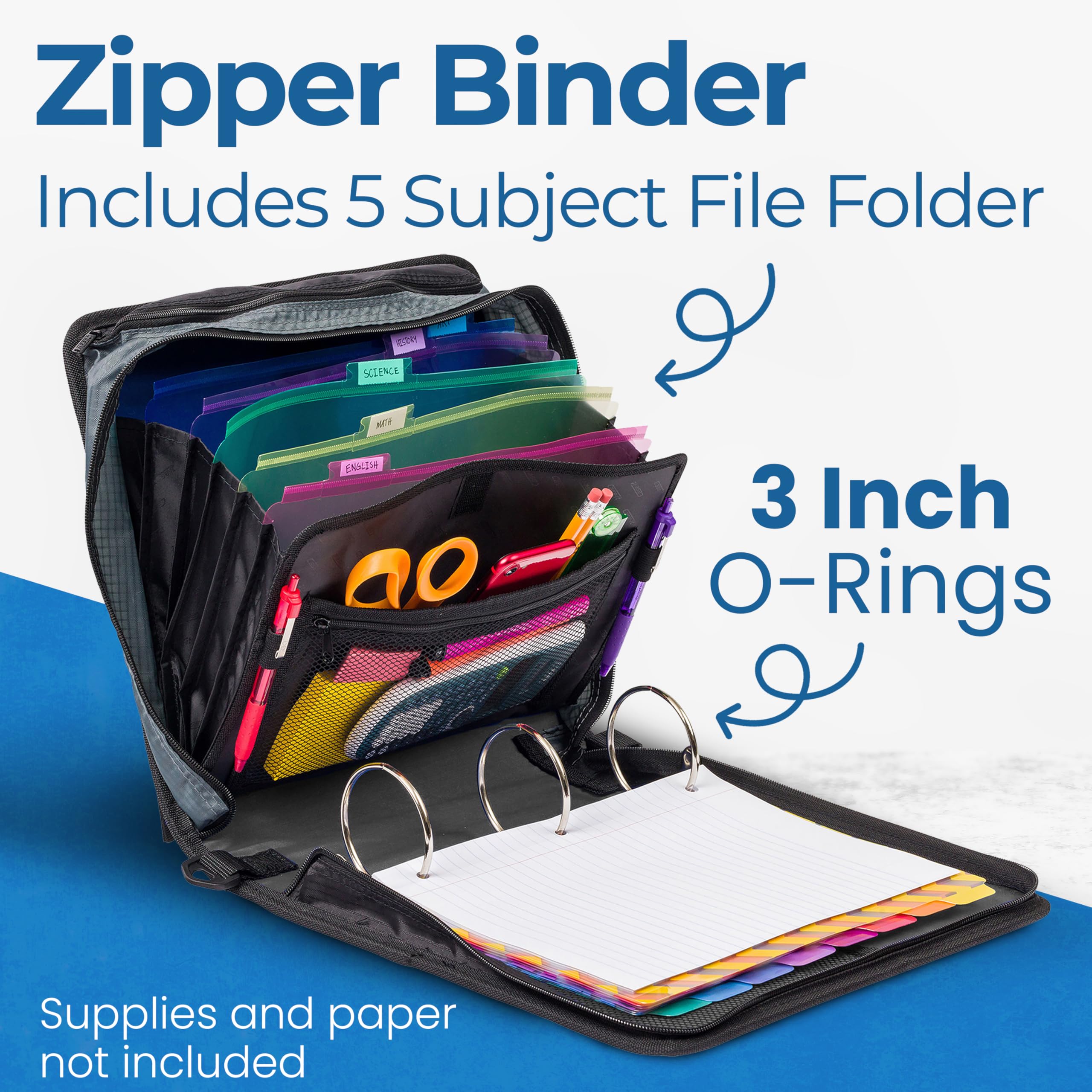 Case-it Mighty Zip Tab Zipper Binder - 3