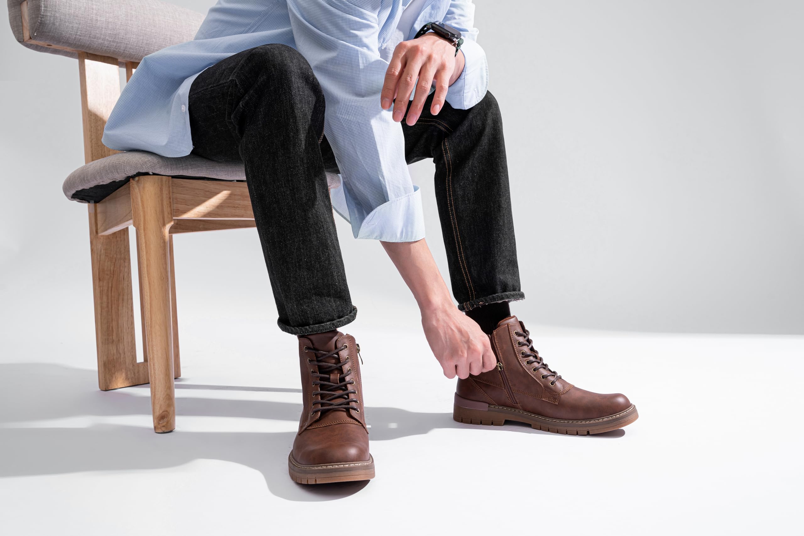 Men's Casual Hiking Boots with Zipper - Outdoor & Daily Wear