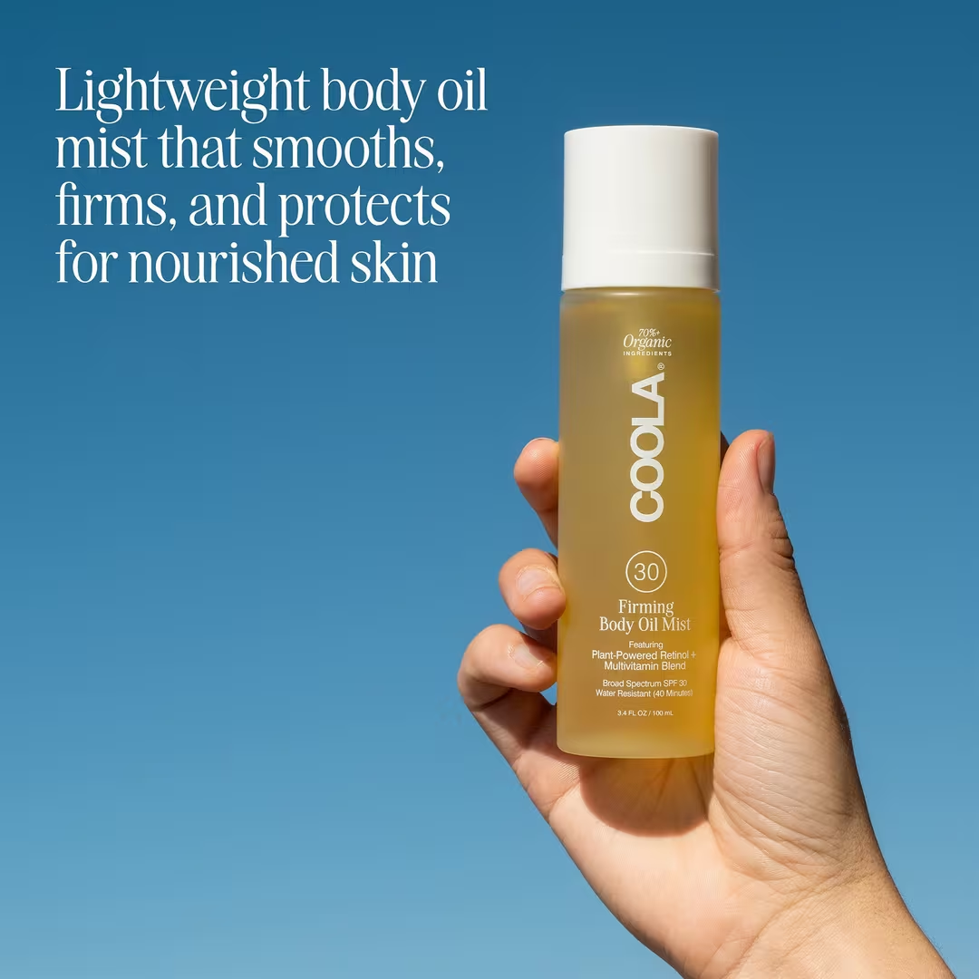 COOLA Firming Body Oil Mist SPF 30 | Organic Sunscreen Moisturizer for Women & Men | Perfect for Beach, Pool & Outdoor Activities
