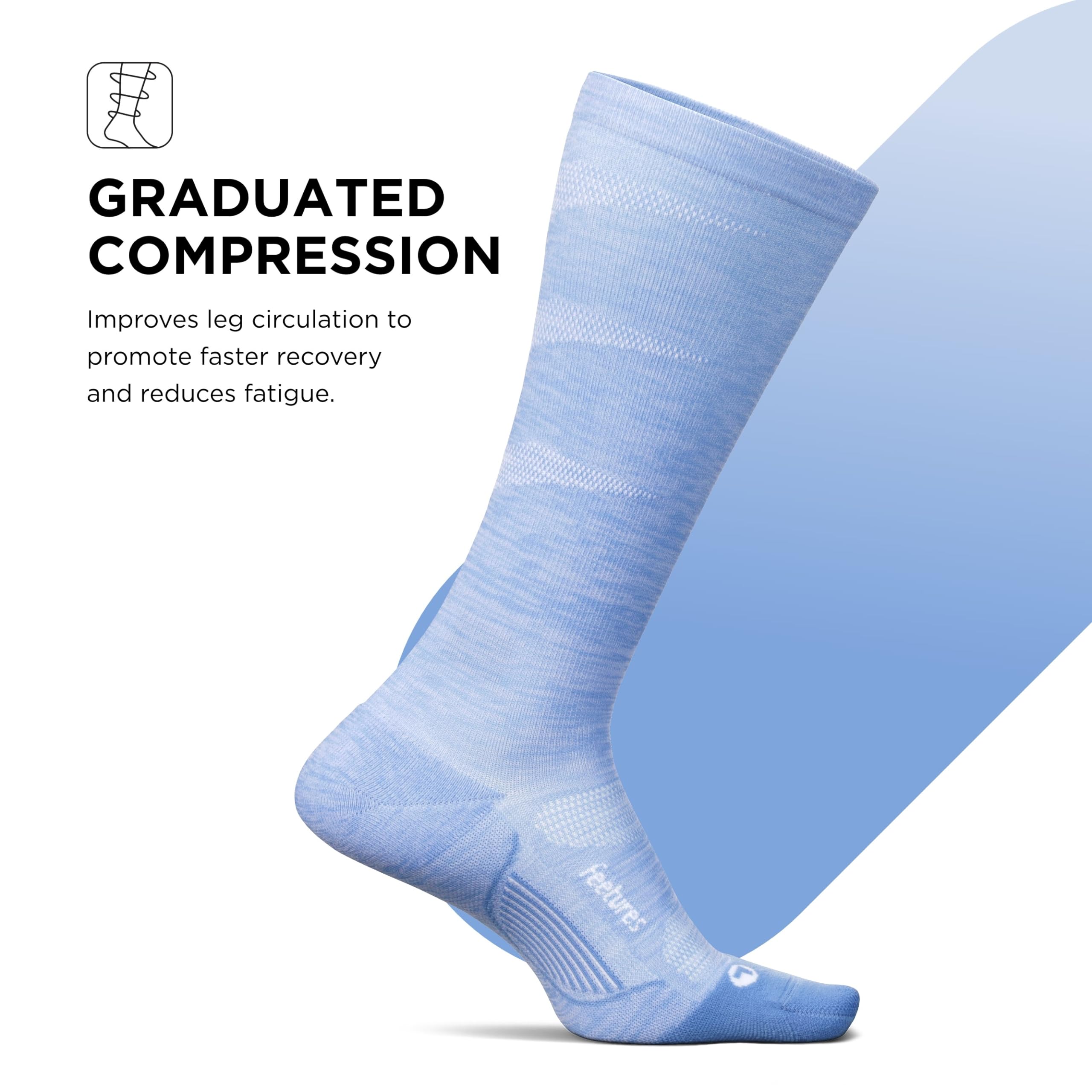 Feetures Compression Knee High Socks - Best Graduated Compression Socks for Women & Men - 1 Pair - Perfect for Running, Travel & Circulation Support
