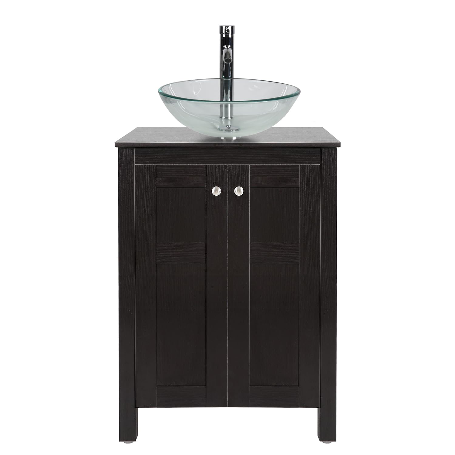 ARTETHYS 24 Inch Traditional Bathroom Vanity Set with Tempered Glass Vessel Sink, MDF Cabinet & Faucet - Complete Bathroom Sink Combo with Pop-up Drain for Modern Home Decor | Perfect for Small Bathrooms, Powder Rooms & Guest Suites