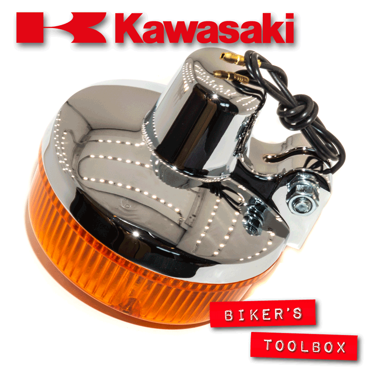 Original Title: Classic Kawasaki Indicator Head   Optimized Title: **Kawasaki Classic Motorcycle Indicator Headlight - High Visibility LED Turn Signal for Cruisers & Touring Bikes - Perfect for Night Riding & Safety Enhancement**