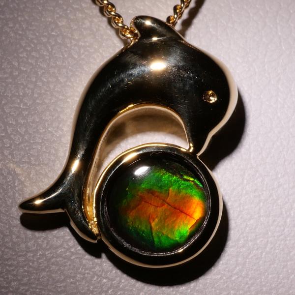 18K Yellow Gold Ammolite Necklace - Elegant Gemstone Jewelry for Women | Perfect Gift for Birthday, Anniversary & Special Occasions