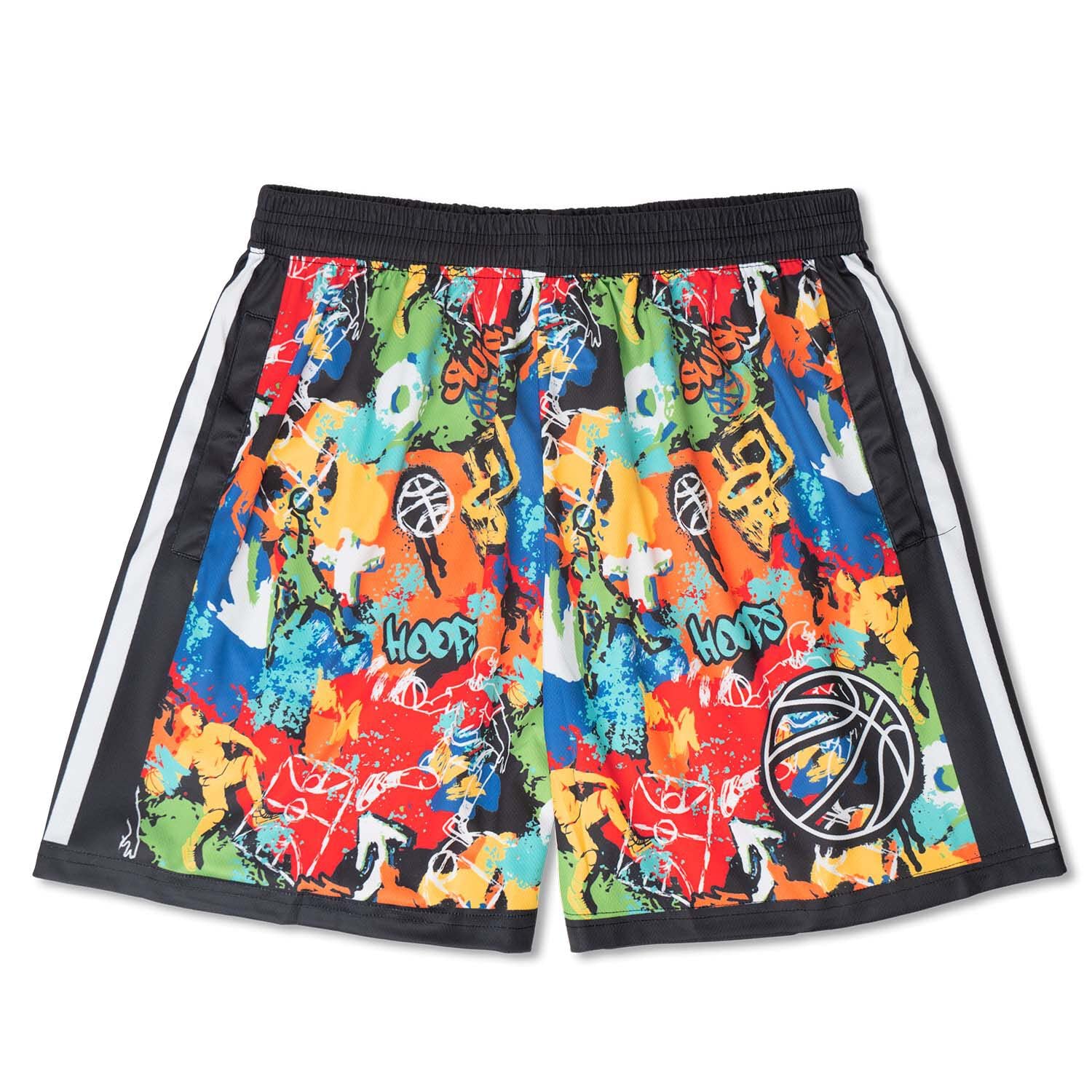 ChalkTalkSPORTS Basketball Performance Shorts - Graffiti Print - Youth & Adult Sizes - Breathable Athletic Shorts for Men & Boys - Perfect for Basketball Games, Training, and Gym Workouts