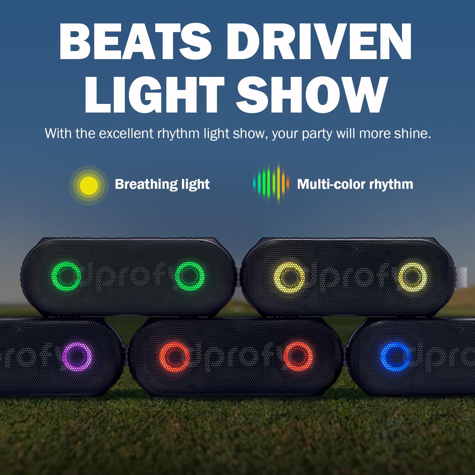 Dprofy Magnetic Bluetooth Golf Speaker - Wireless Waterproof Portable Speaker with Stereo Sound & Rich Bass, Perfect for Golf Accessories & Gifts (with LED Light) | Ideal for Golf Courses, Outdoor Activities & Travel