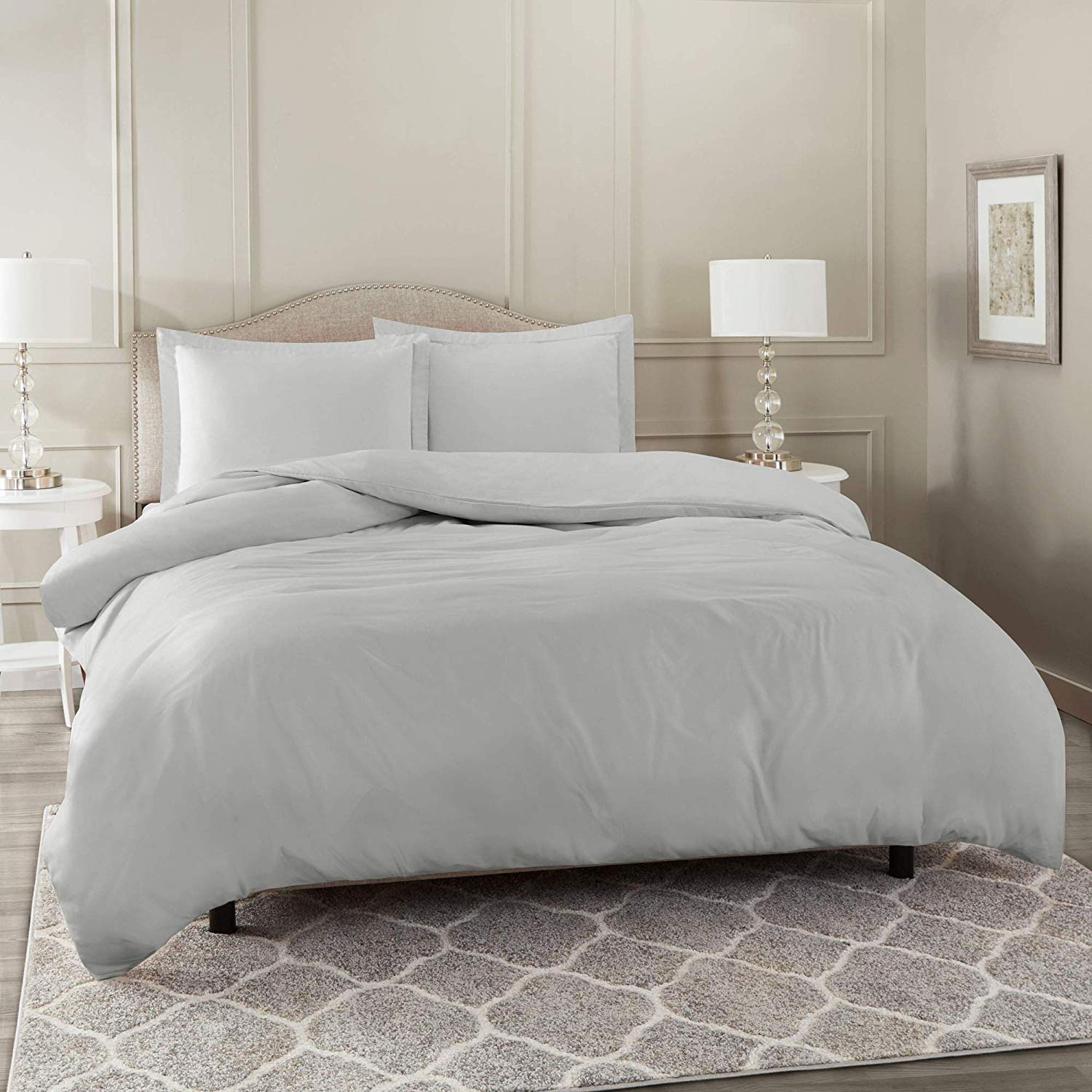 Premium 300 GSM Organic Cotton Bedding Set - 2 Piece Duvet Cover & Comforter (Silver Grey, Twin) | 500 Thread Count for Ultimate Comfort | Perfect for Guest Rooms, Dorms & Cozy Bedrooms