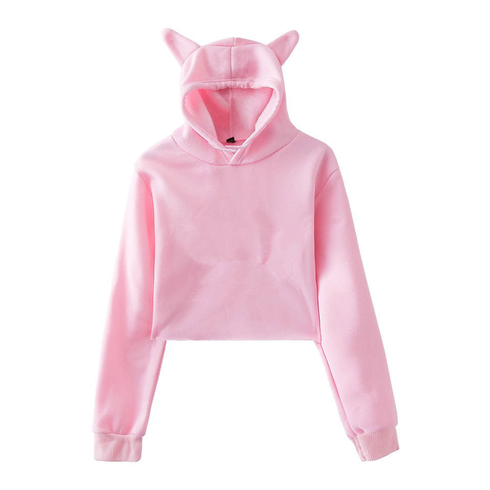 Women's Streetwear Hoodie - Long Sleeve Crop Top Pullover Sweatshirt for Girls | Spring Fashion, Casual Wear & Gym Outfits