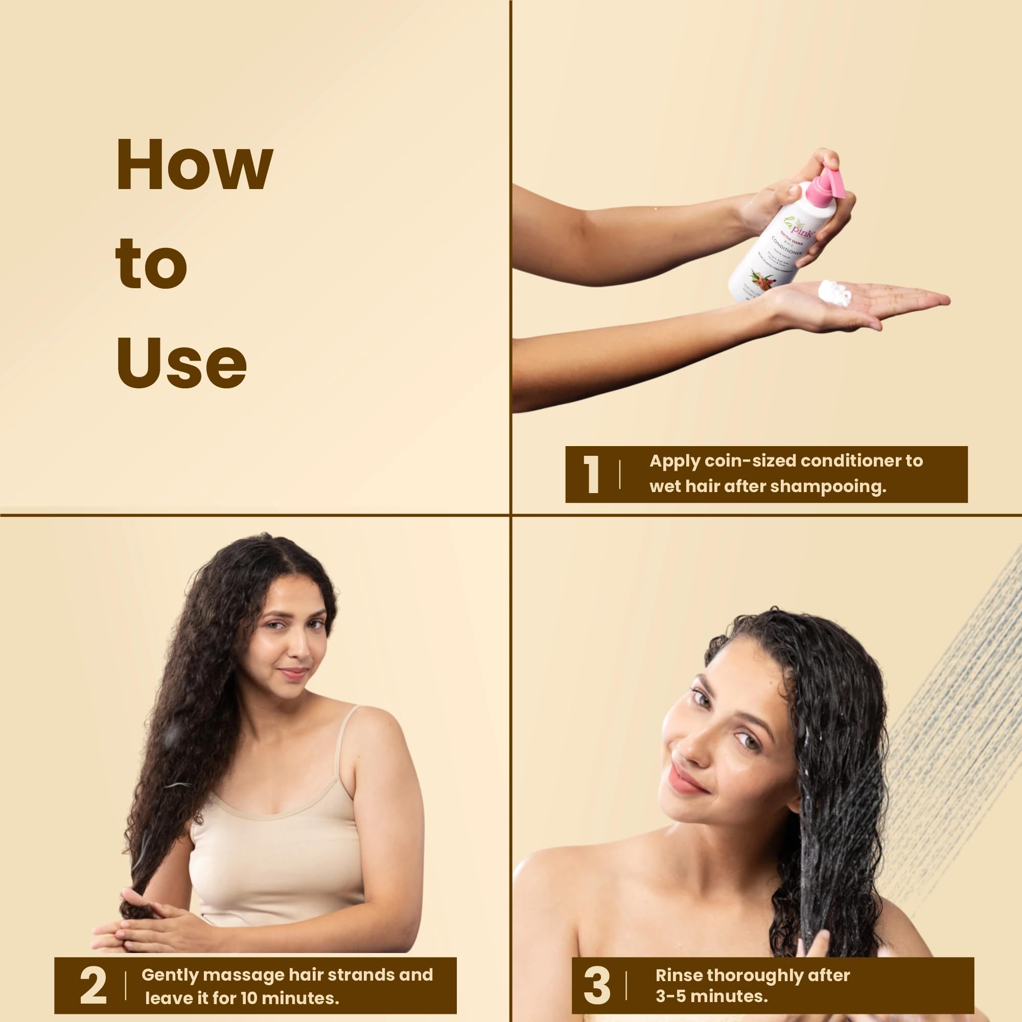 La Pink Methi Dana Fenugreek Seeds 8-in-1 Hair Fall Conditioner 250ml - Sulfate Free Treatment for Damaged Hair with Hibiscus, Bhringraj & Onion Extract | Hair Growth Solution for Men & Women | Perfect for Daily Use, Hair Repair & Volume Boosting