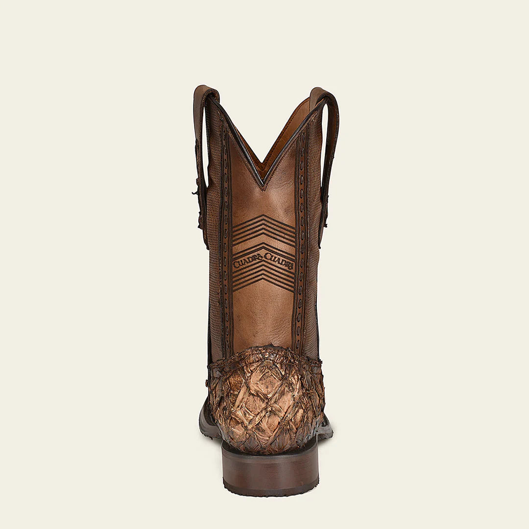 Premium Men's Cuadra Honey Cowboy Rodeo Boots - Genuine Pirarucu Skin Leather - Western Style Riding Boots for Country Dancing & Rodeo Events