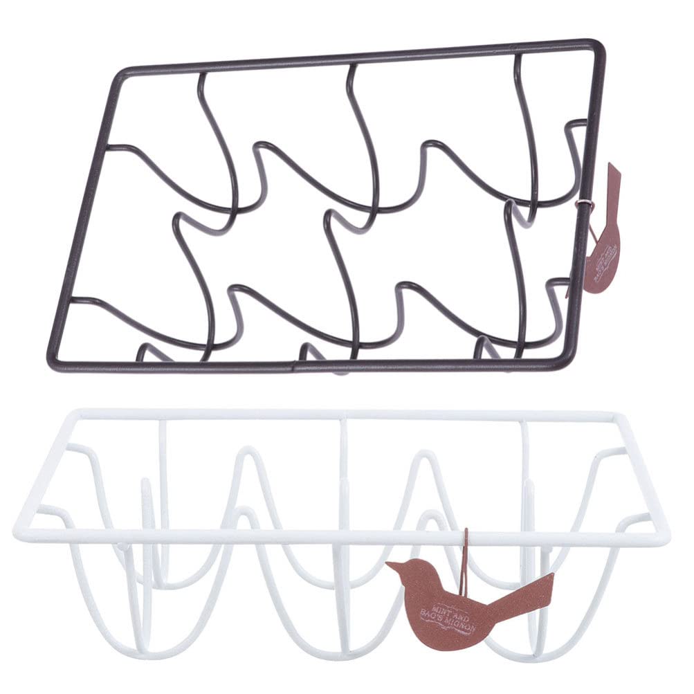 HEMOTON 2-Pack Metal Egg Holder Rack - Durable Iron Egg Dispenser & Organizer for Refrigerator, Kitchen Countertop - Perfect for Home, Restaurant & Cafe Use (Black & White)