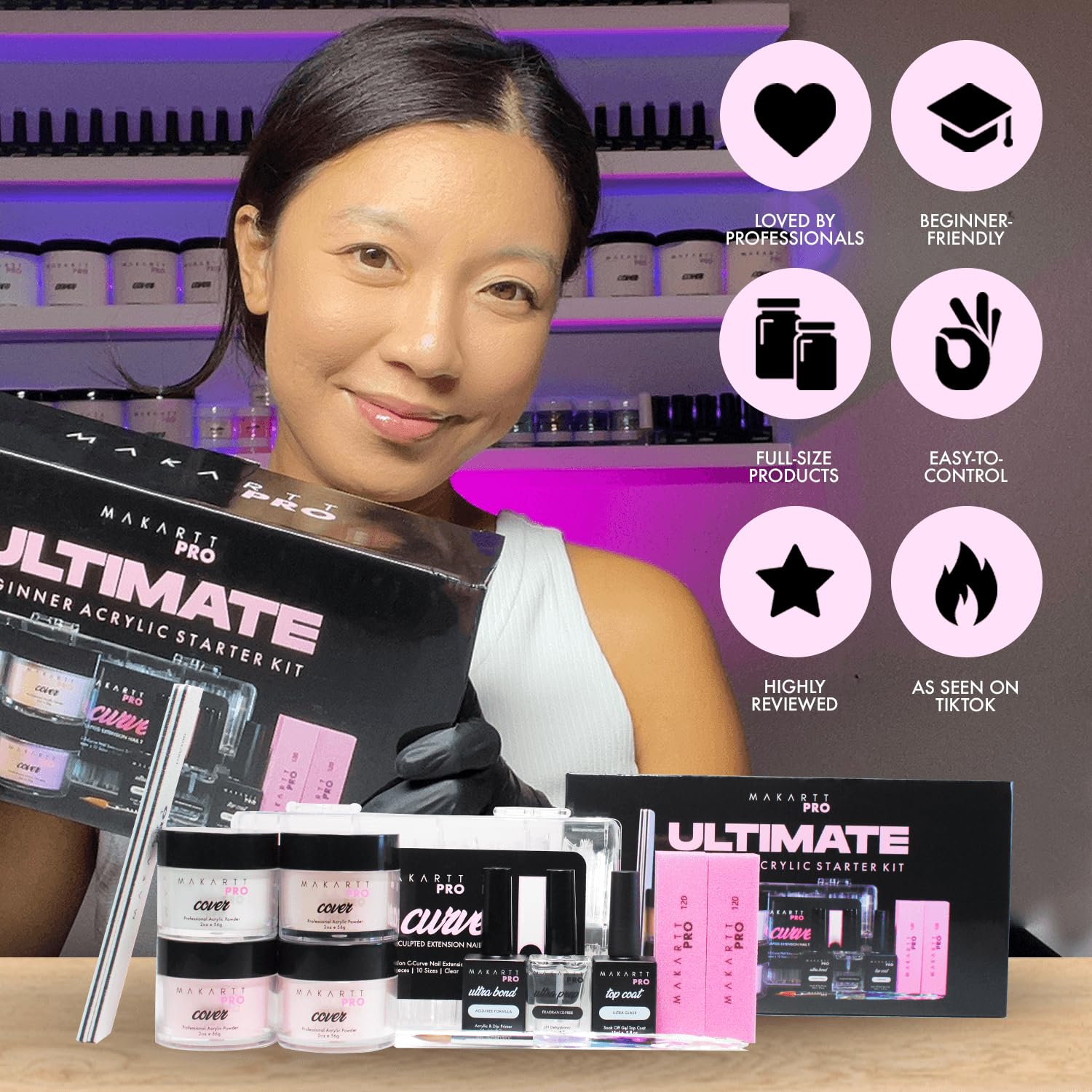 Professional Acrylic Nail Starter Kit for Beginners - Pink & Clear Powder Set with High-Quality Essentials | Perfect for Nail Salon, Home Manicure & DIY Nail Art