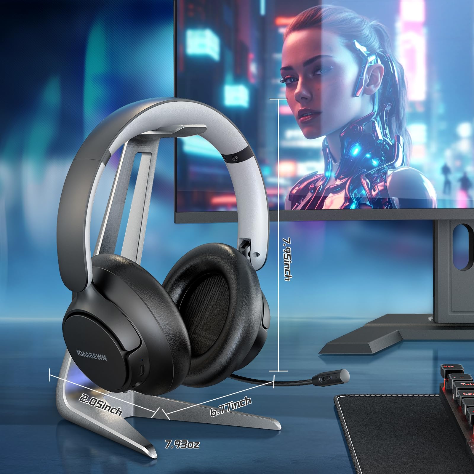 Wireless Gaming Headset for PS5, PS4, PC, Switch & Mobile - 2.4GHz Low Latency Bluetooth 5.3 Headphones with Microphone, 55H Battery Life (Grey) - Perfect for Gaming, Online Meetings & Remote Work