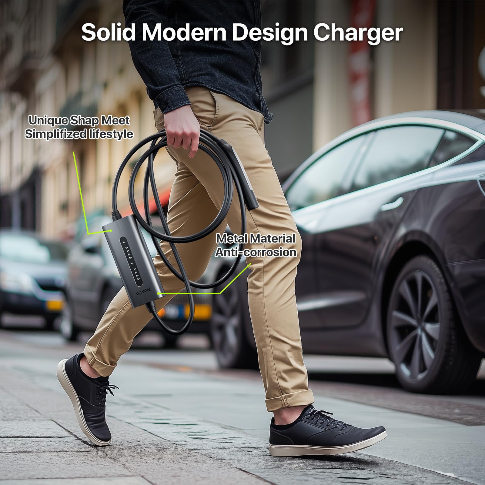 Tesla Level 2 EV Charger 40A 240V NACS with 14-50 Plug & 25FT Cable | 9.6KW Portable Charging Station | Adjustable 15-40A Current | Compatible with Model 3/S/Y/X | Home & Travel Electric Vehicle Charging Solution