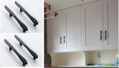 12PCS Black Fork-Shaped Cabinet Handles for Kitchen & Dresser Drawers
