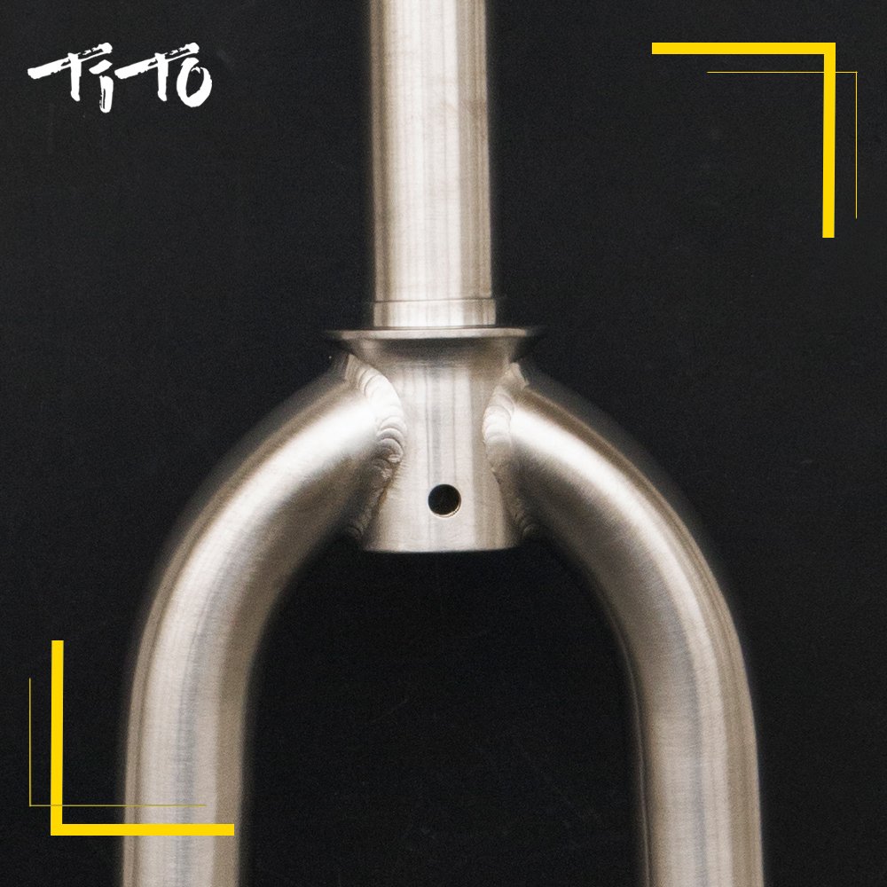 TITO Grade 9 MTB Titanium Bike Front Fork - Round Shoulder Suspension Fork for Mountain Biking, Trail Riding & Off-Road Cycling