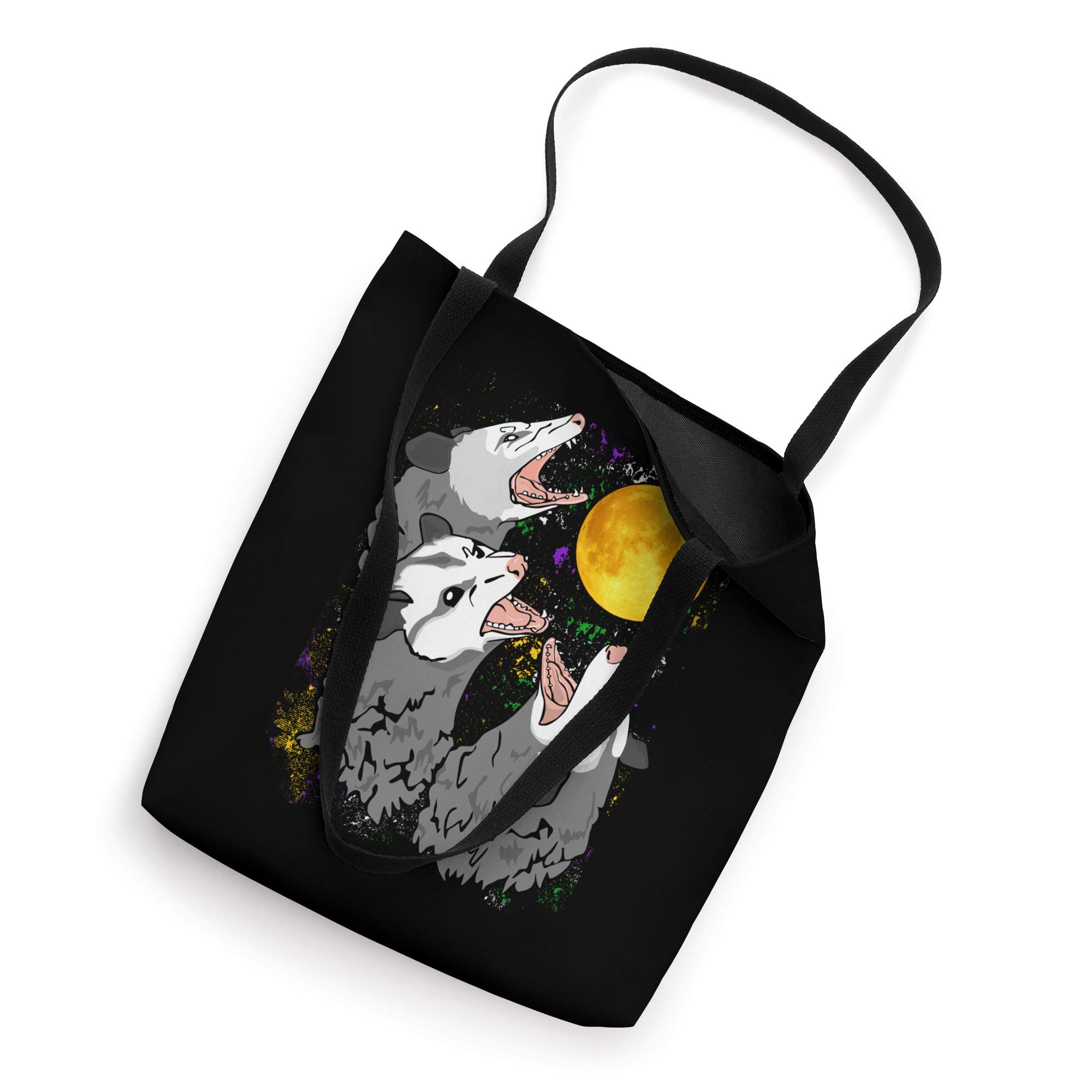 Funny Three Opossum Dead Moon Possum Tote Bag - Unique Gifts for Adults & Halloween Costume Accessories - Perfect for Grocery Shopping, Beach Trips & Comic Con Events