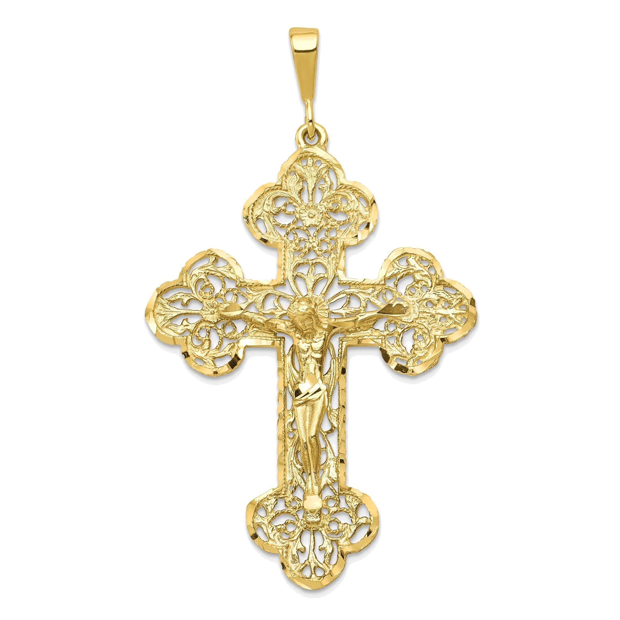 10K Yellow Gold Crucifix Charm Jewelry for Religious Gifts