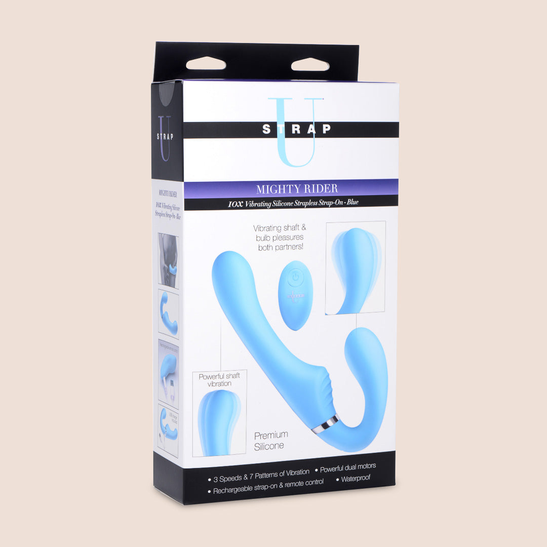 10x Mighty Rider Vibrating Strapless Strap-On Dildo with Remote Control | Hands-Free Pleasure for Couples & Solo Play | Perfect for BDSM, Roleplay & LGBTQ+ Couples