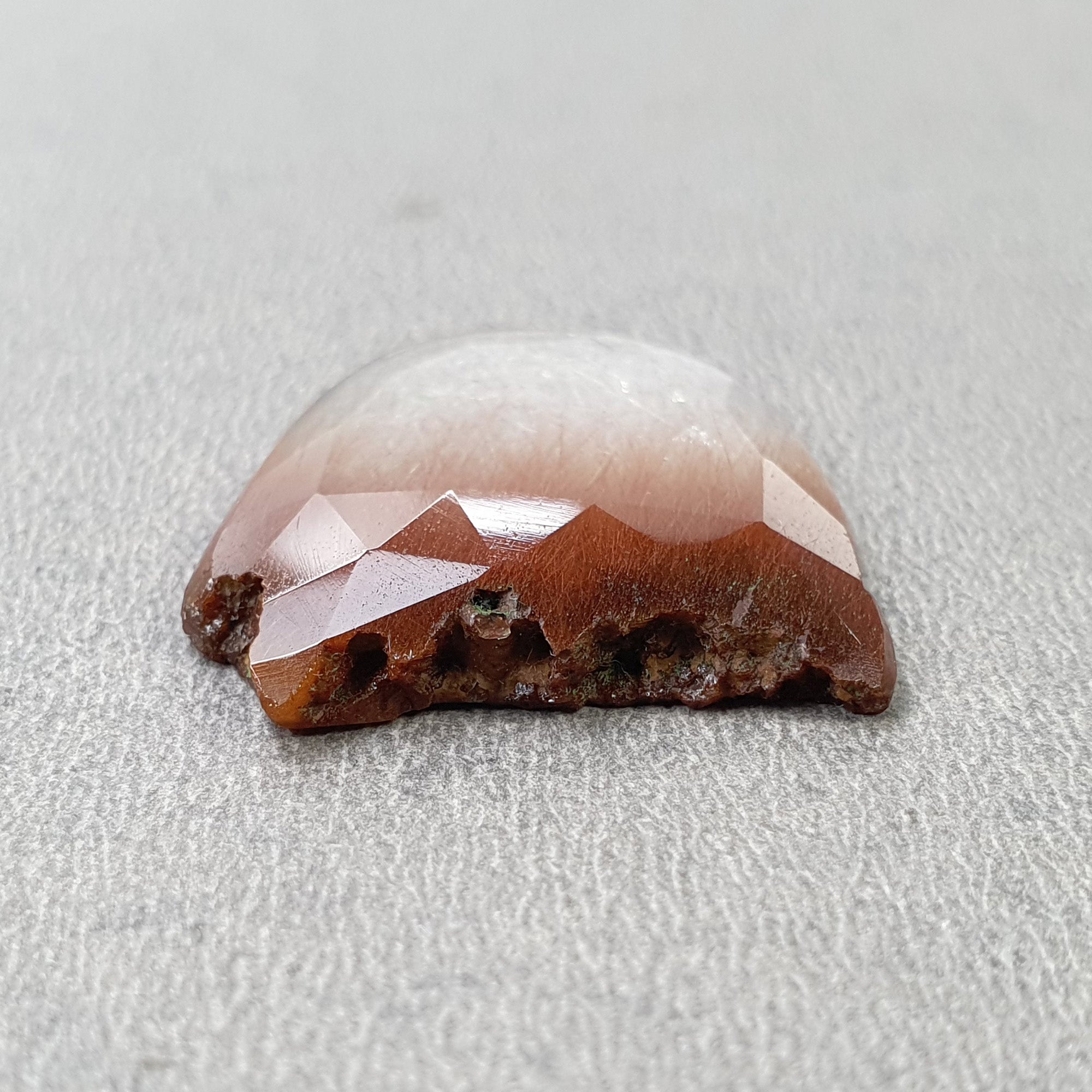Natural Brown Rutile Quartz Gemstone Rose Cut 23.30cts - Untreated Unheated Uneven Shape 30x25mm for Jewelry Making | Healing Crystal Collection | Video Included