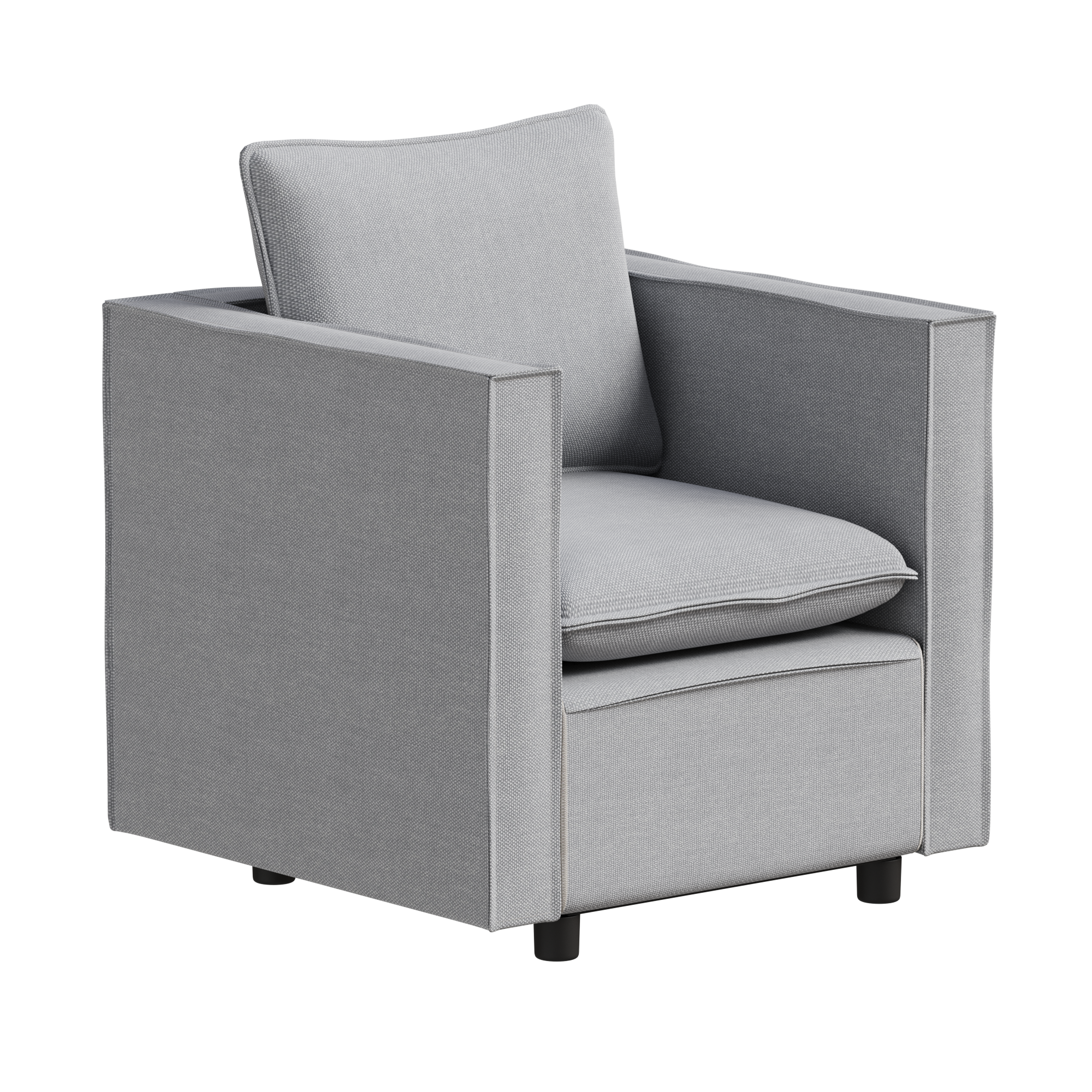Modern Gray Single Sofa Chair - Soft Breathable Seat Cushion & Comfortable Armchair for Bedroom, Living Room Corner, or Reading Nook - Decorative & Cozy Home Furniture