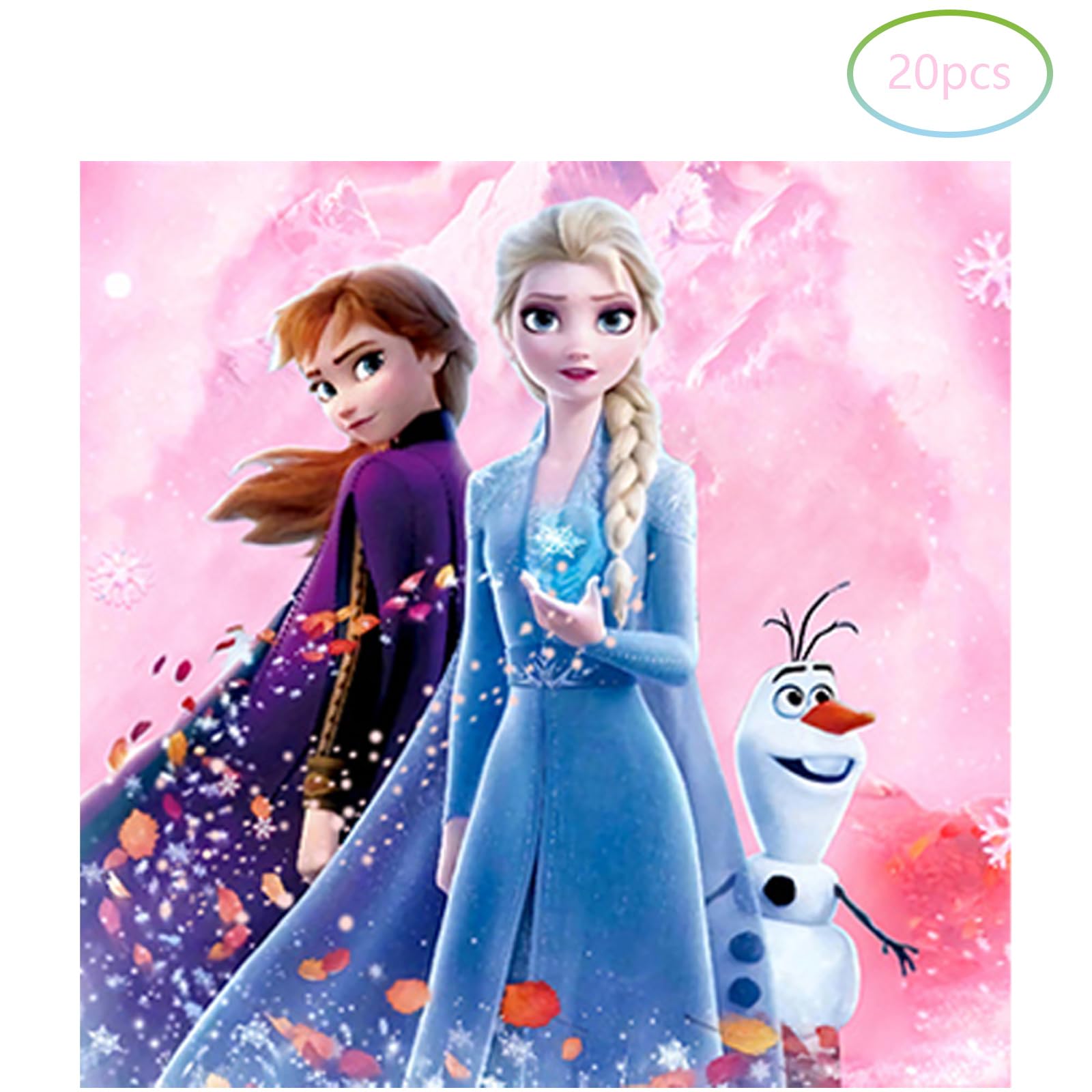 Frozen Birthday Party Supplies Set - 20 Pink Plates & 20 Napkins for Girls' Frozen Themed Party Decorations | Perfect for Disney Princess Birthday, Baby Shower & Winter Wonderland Celebration