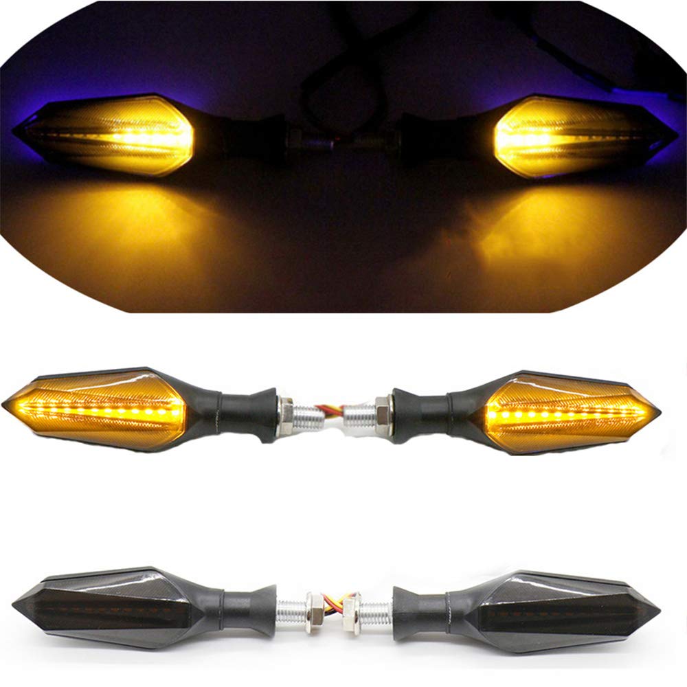 2X 12LED Motorcycle Turn Signal Lights - Waterproof Flowing Flashing Indicators for Universal Fit | Enhanced Visibility for Night Riding & Safety Warning