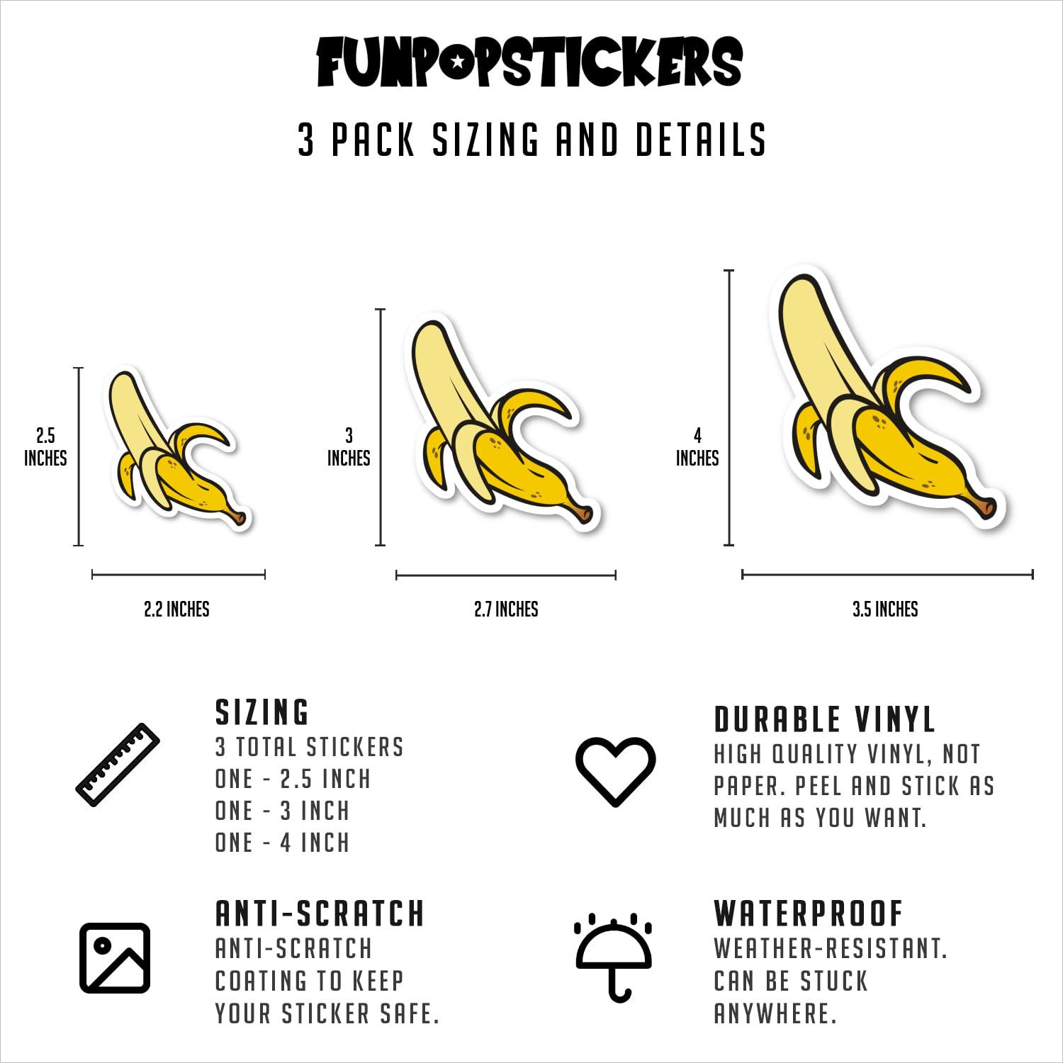 Premium Banana Sticker Set - 3 Pack (2.5