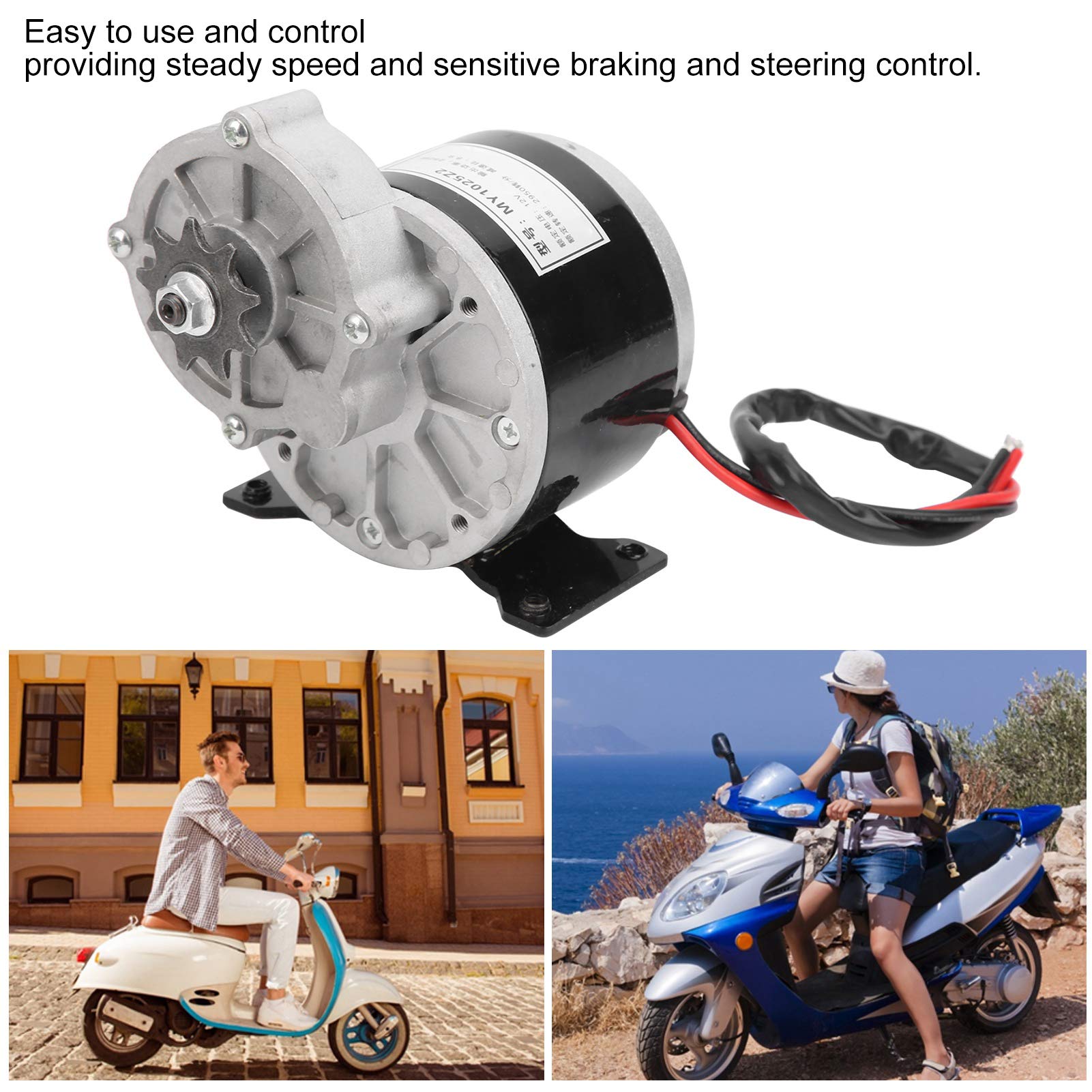 12V 250W DC Electric Gear Motor - High Power Brushed Geared Motor for Bicycle, E-Bike & Scooter Conversion Kit - Perfect for DIY Electric Vehicle Upgrades and Power Transmission Projects
